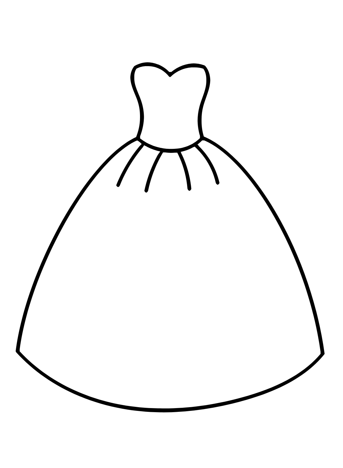 Draw Easy Wedding Dress Coloring Page