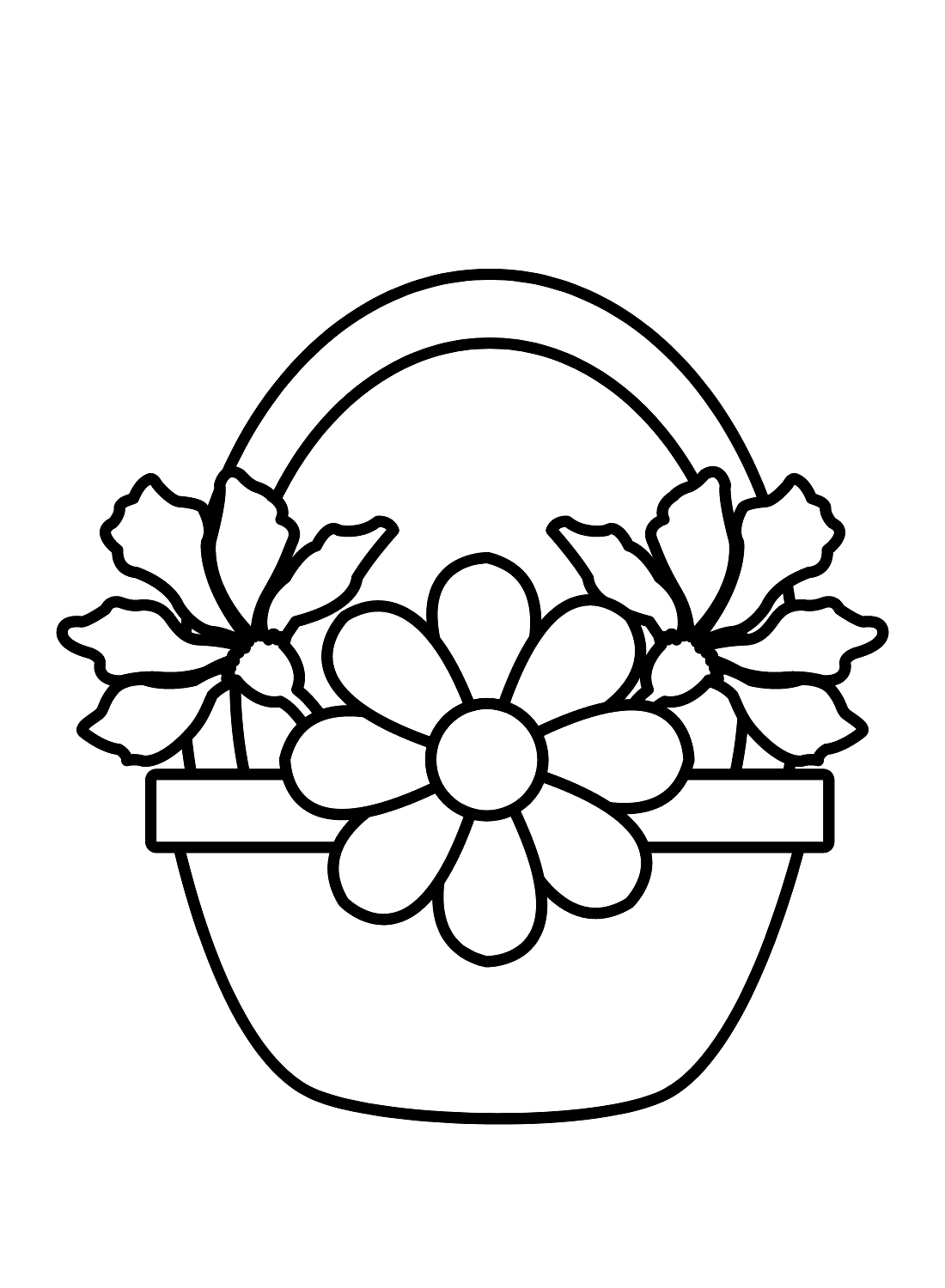 Draw Flowers Basket Coloring Page
