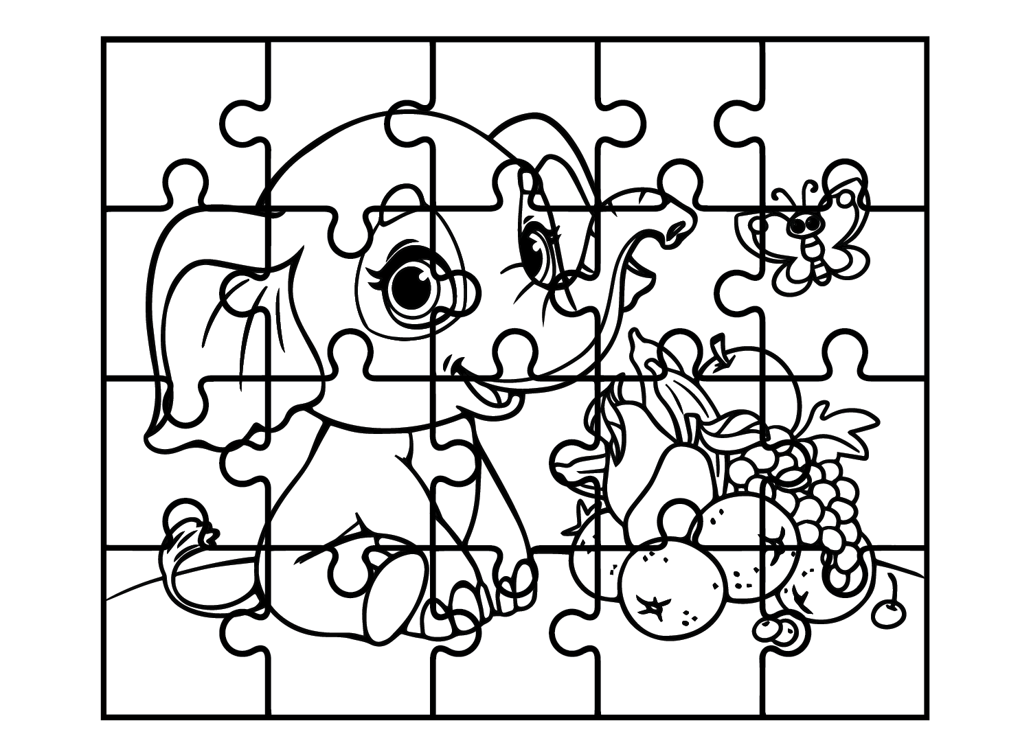 Elephants Jigsaw Puzzle Coloring Page