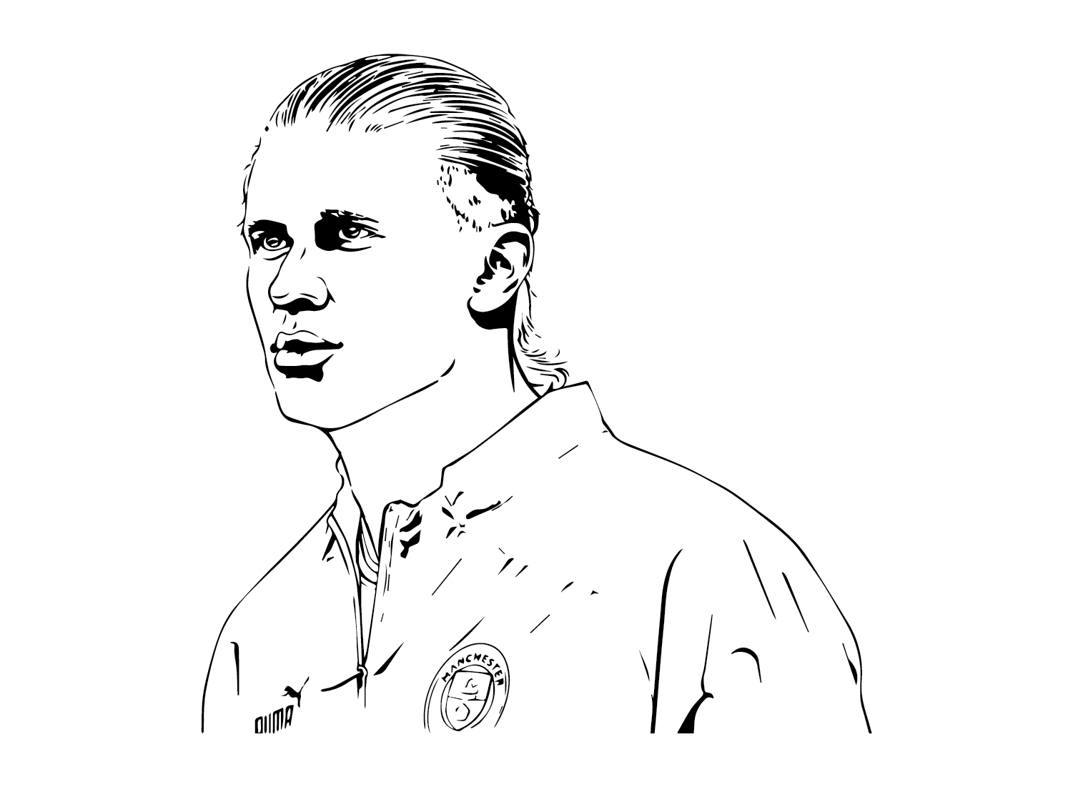 Erling Haaland Professional Soccer Player Coloring Page