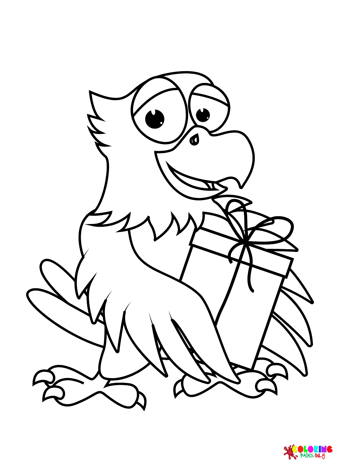 Falcon with Gift Box Coloring Page
