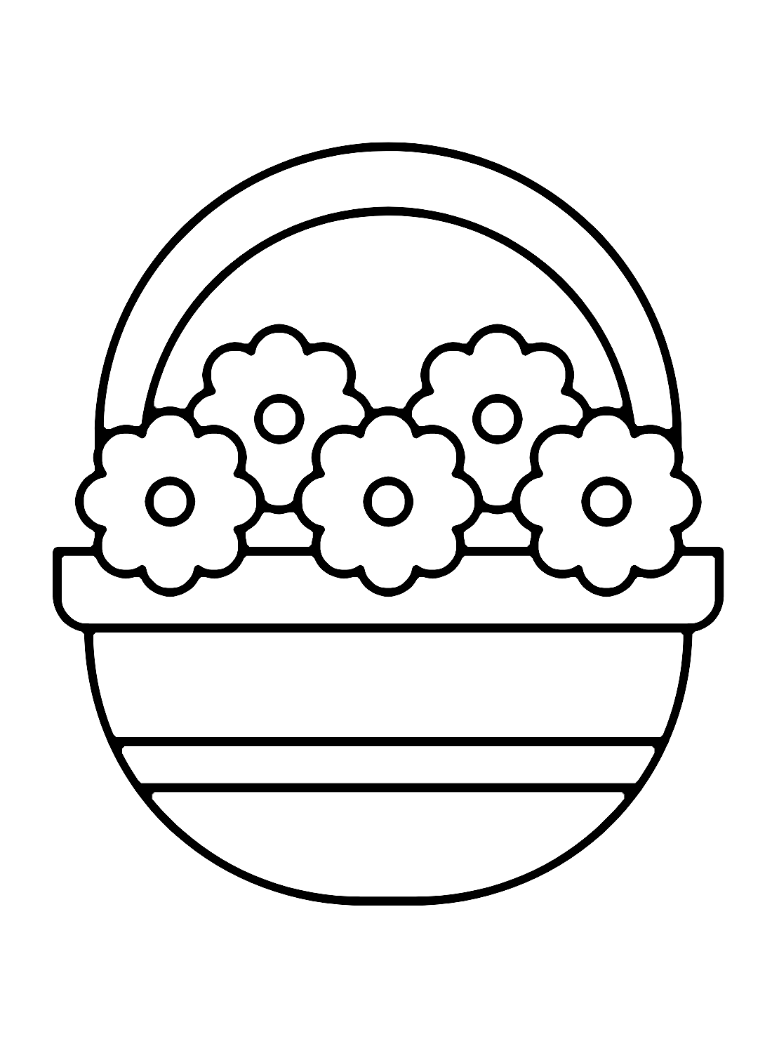 Flower Basket for Preschool Coloring Page
