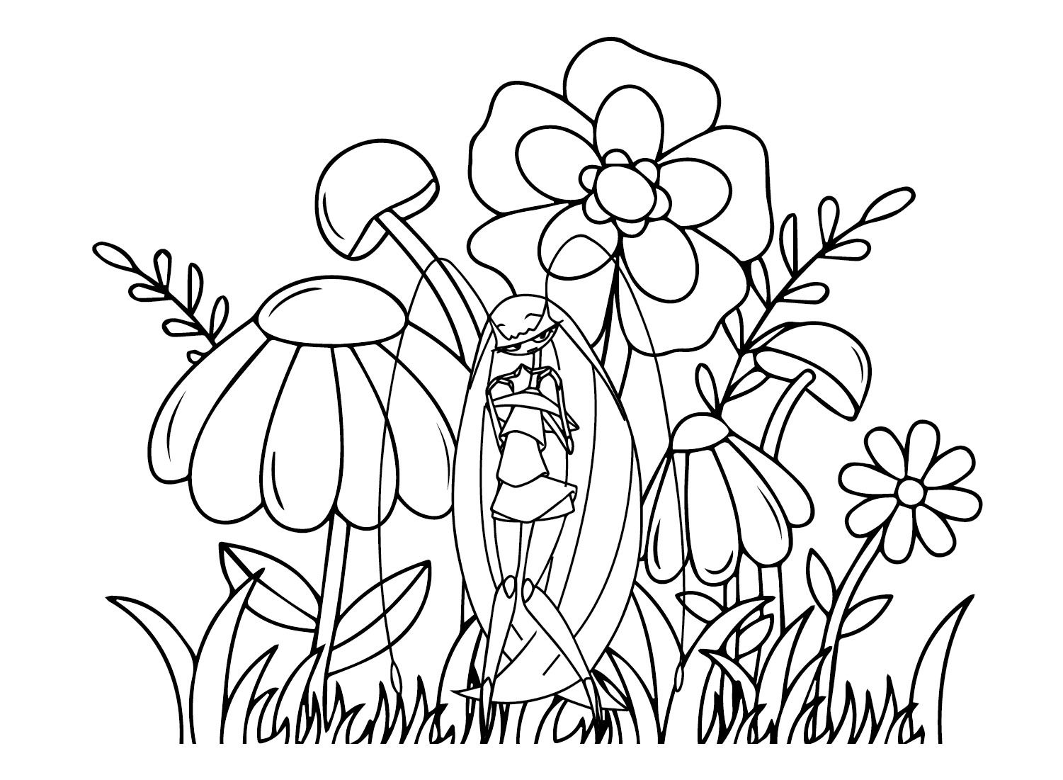 Flower and Pheromosa Coloring Page