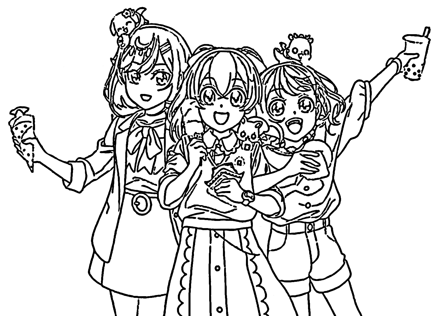 Fuwa Kokone with Nagomi Yui and Hanamichi Ran from Delicious Party Pretty Cure