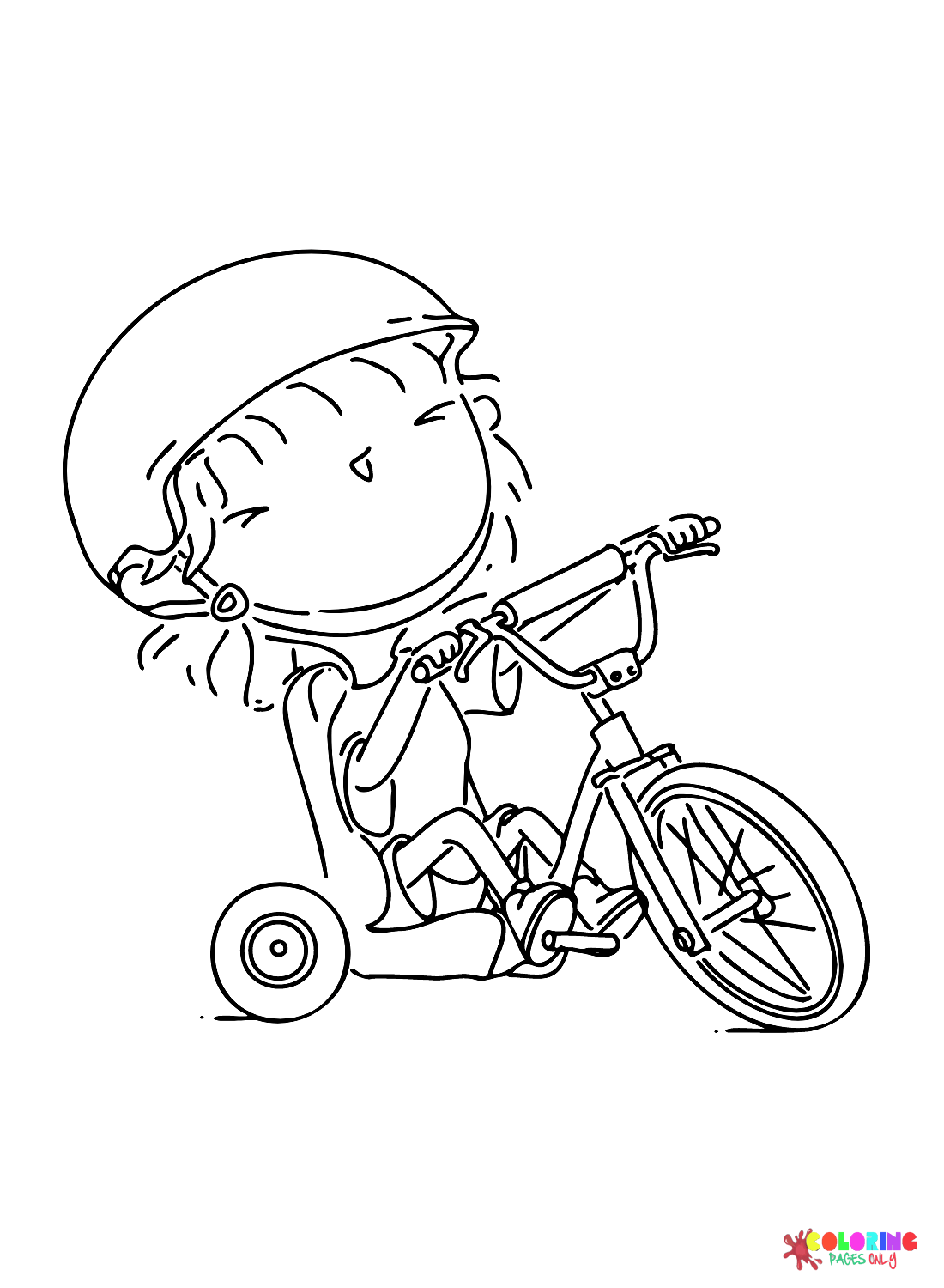 Девушка с трехколесным велосипедом из трехколесного велосипеда