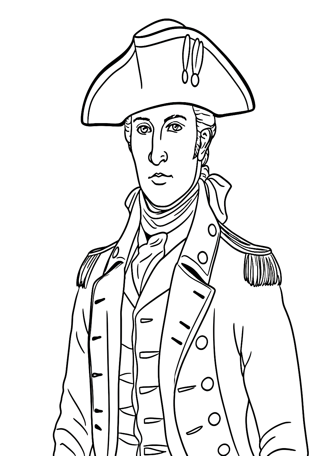 Hamilton in Military Uniform Coloring Page