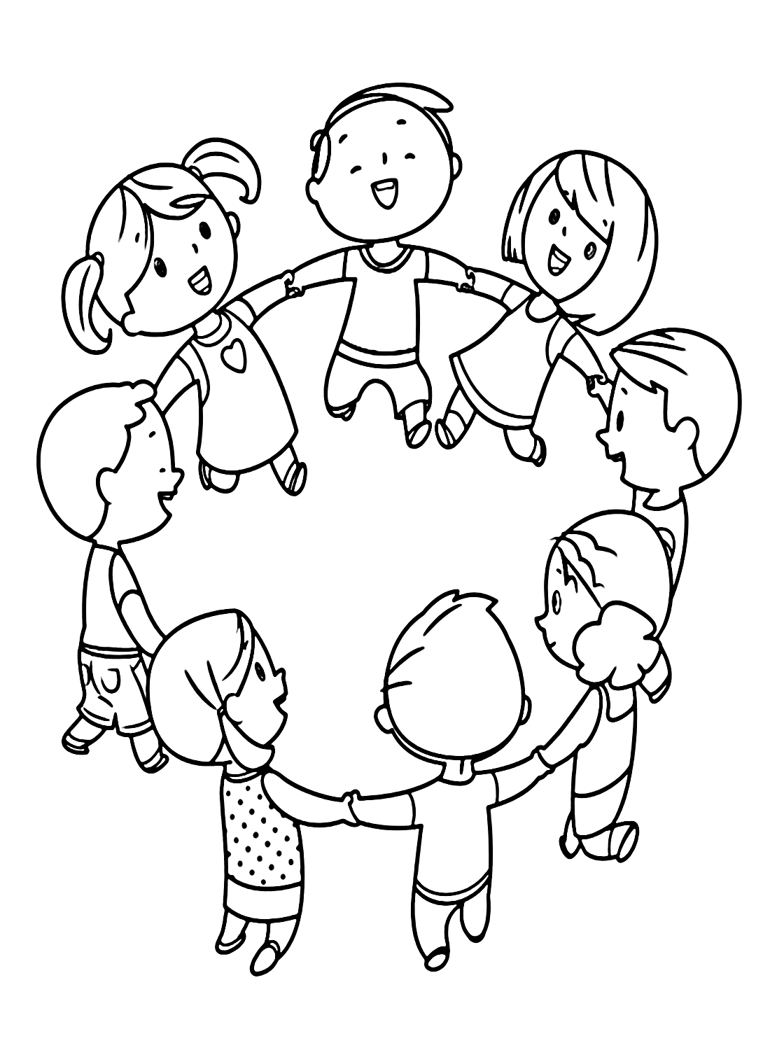 Happy Children Coloring Page