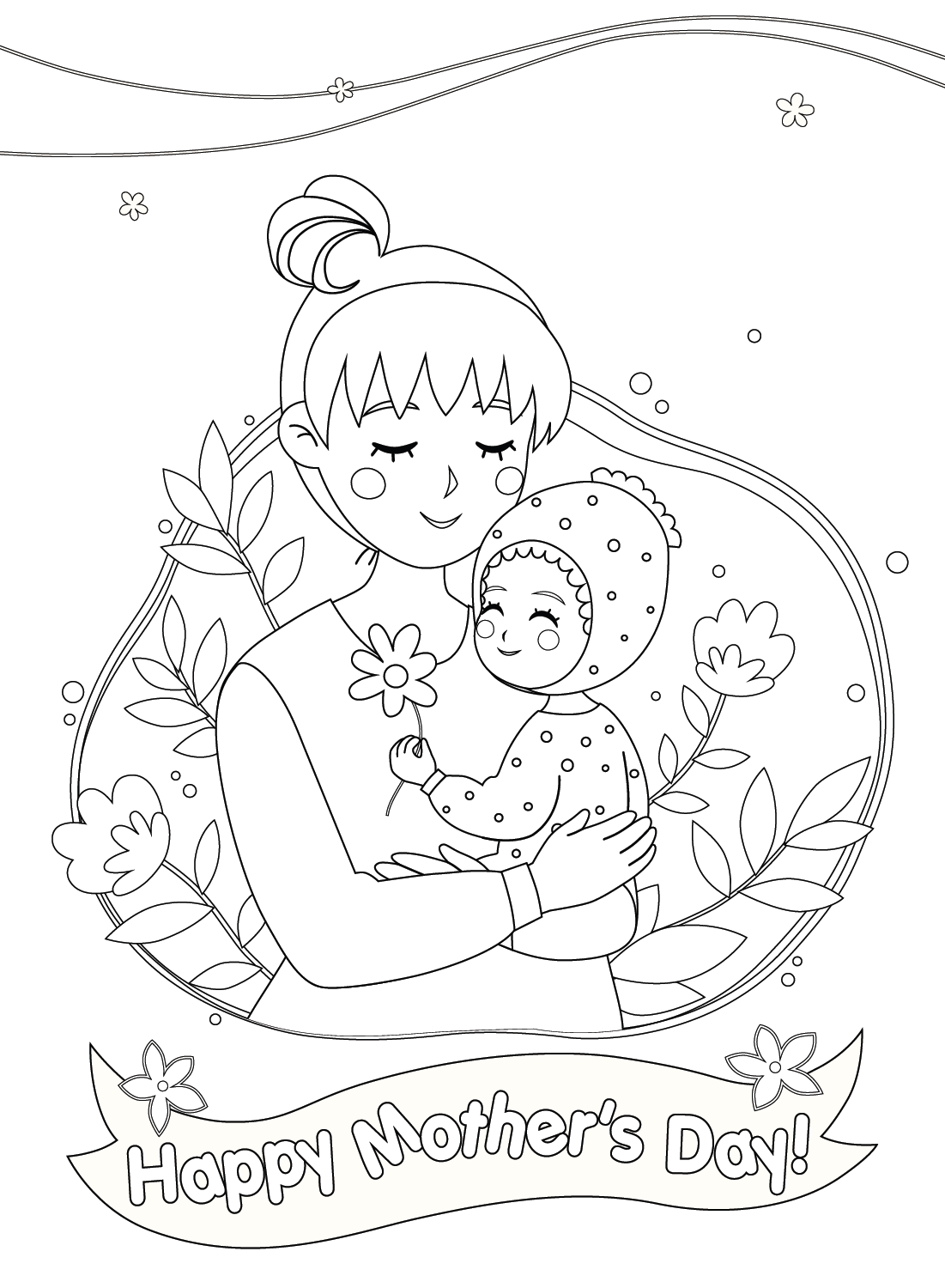 Happy Mother Day Coloring Page