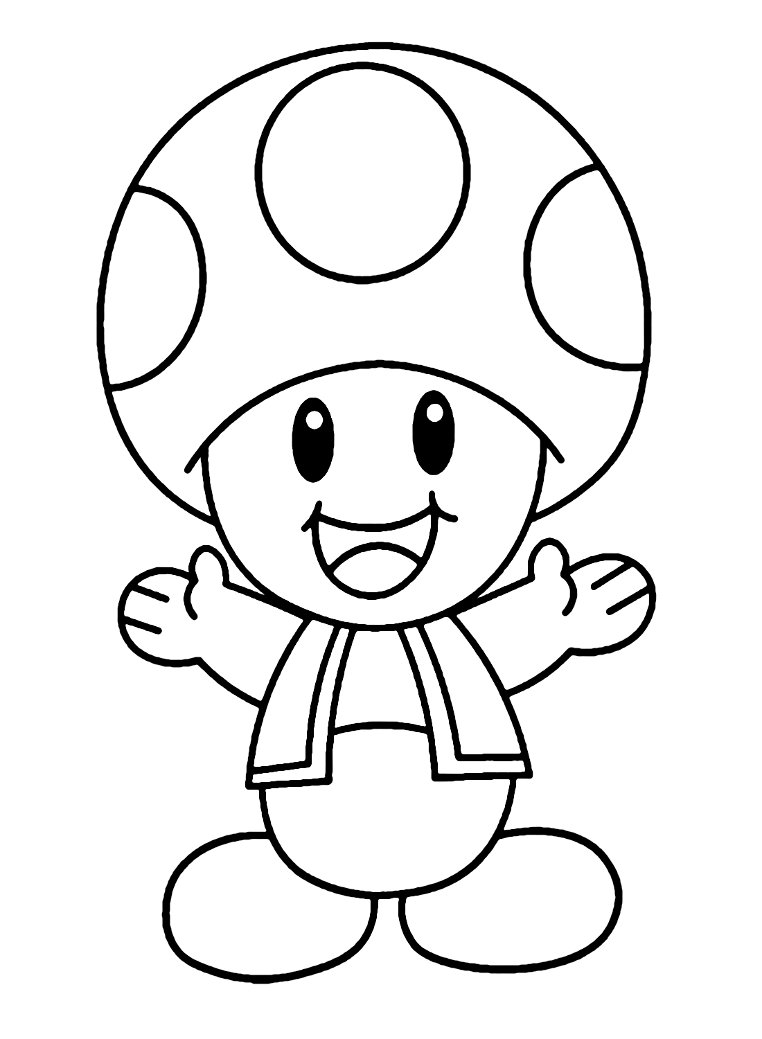 Happy Toad Mario Coloring Page