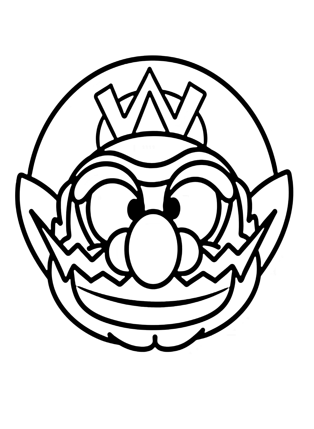Head Wario Super Mario Coloring Page