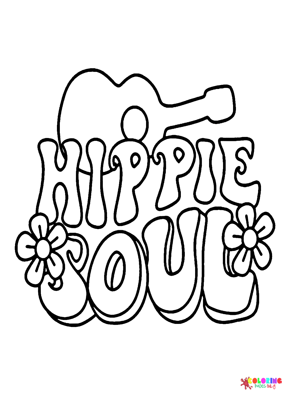 Hippie Soul mit Blumen und Gitarre von Hippie