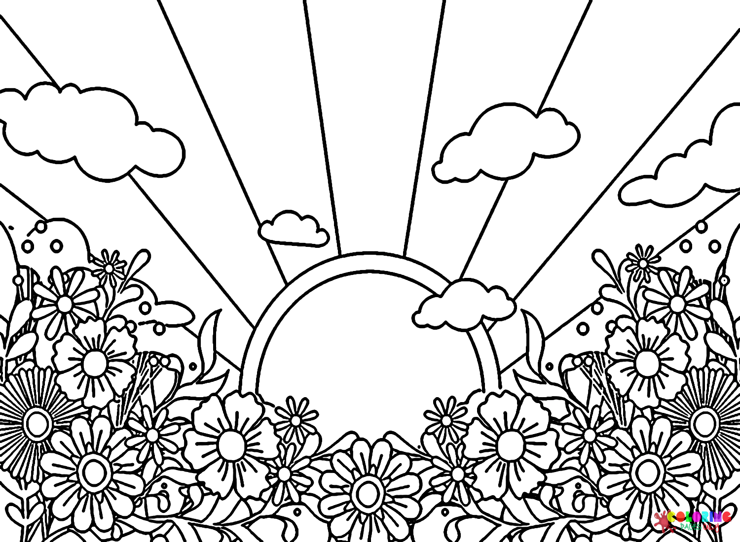 Hippie-Sonne mit Blumen von Hippie