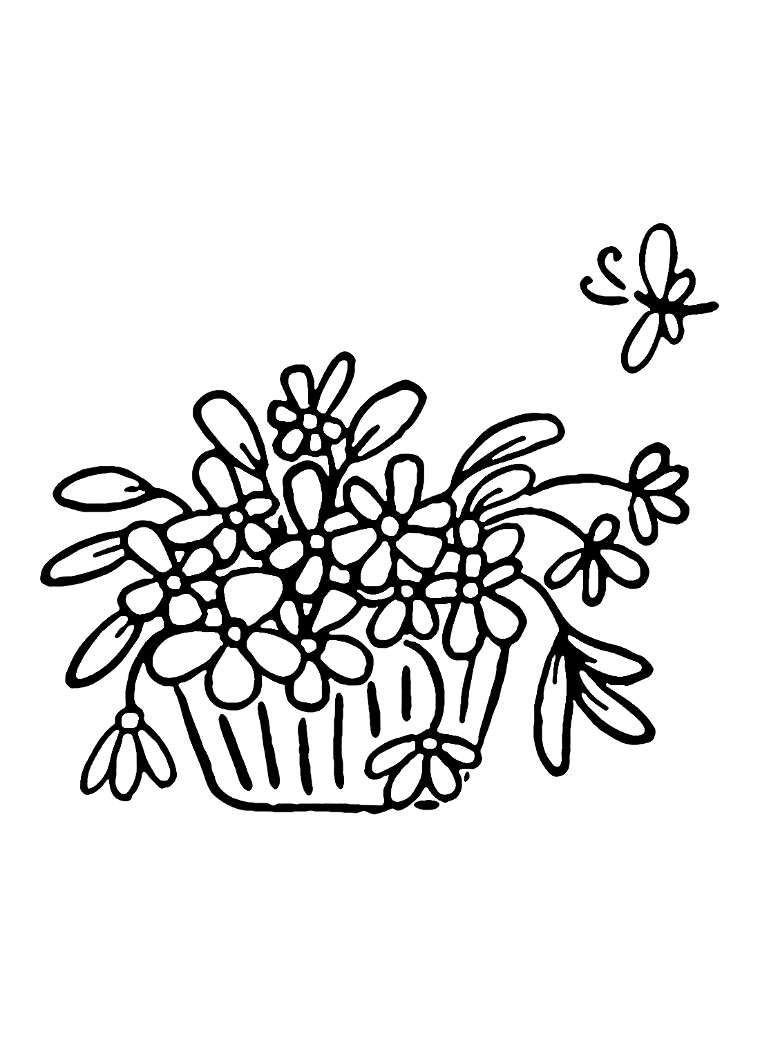 Images Flower Basket Coloring Page