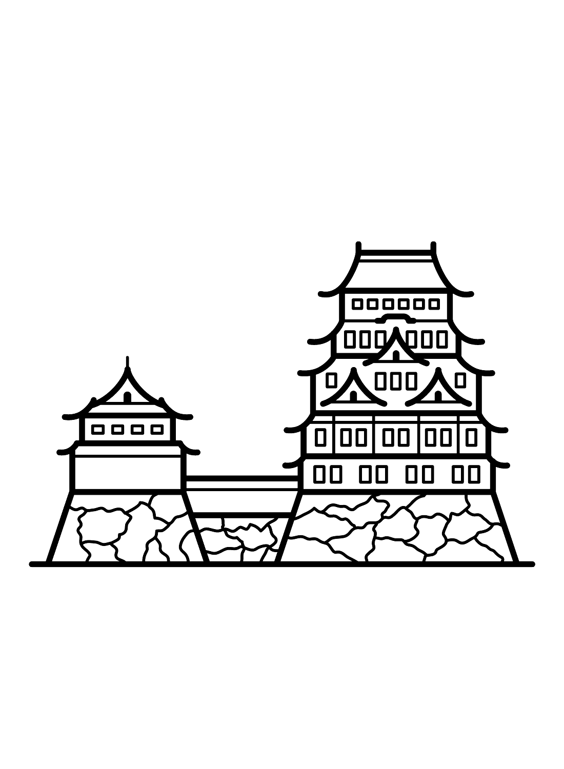 Pagina da colorare del castello giapponese