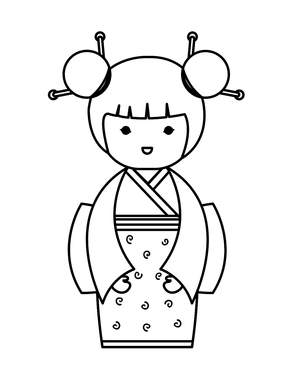 Muñeca japonesa Página para colorear