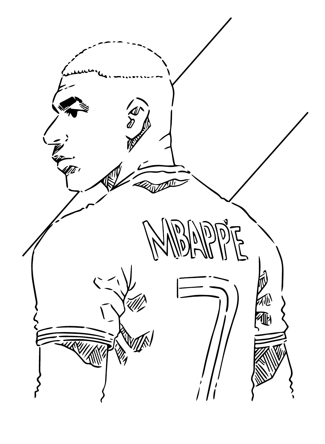 Kylian Mbappé Football Player Coloring Page