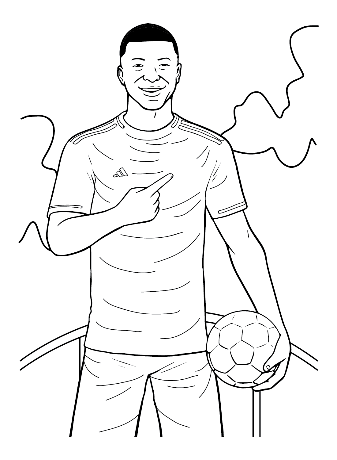 Kylian Mbappé Free Coloring Page