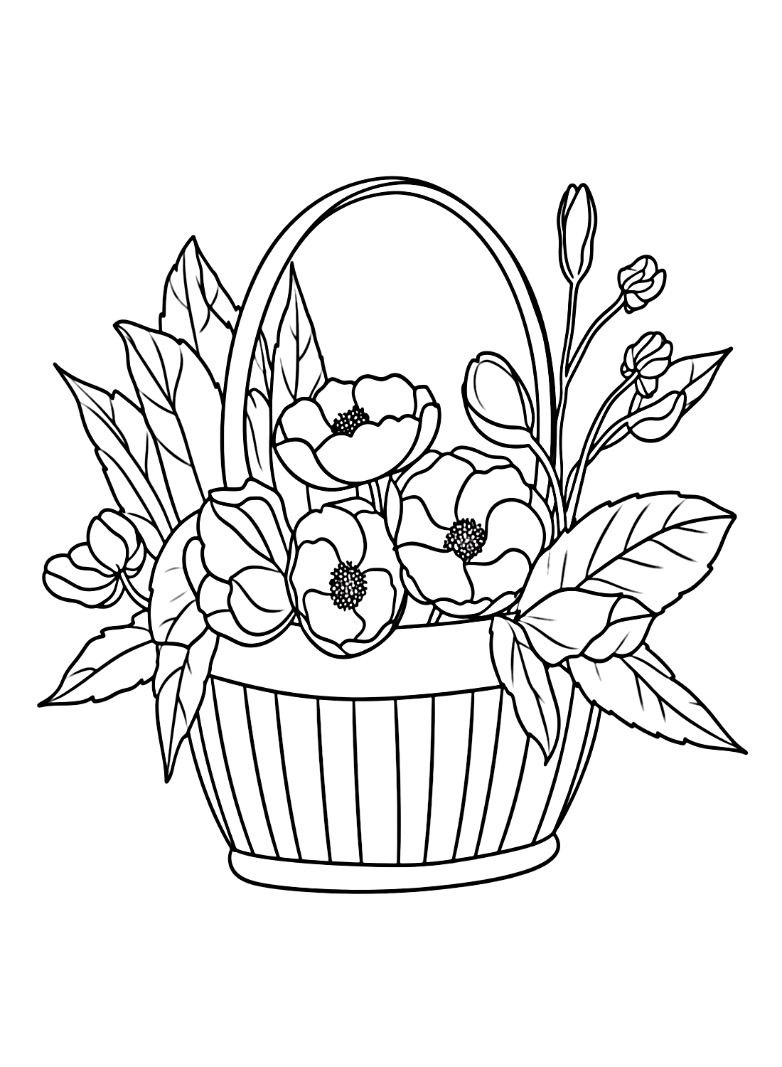 Lovely Flower Baskets Coloring Page
