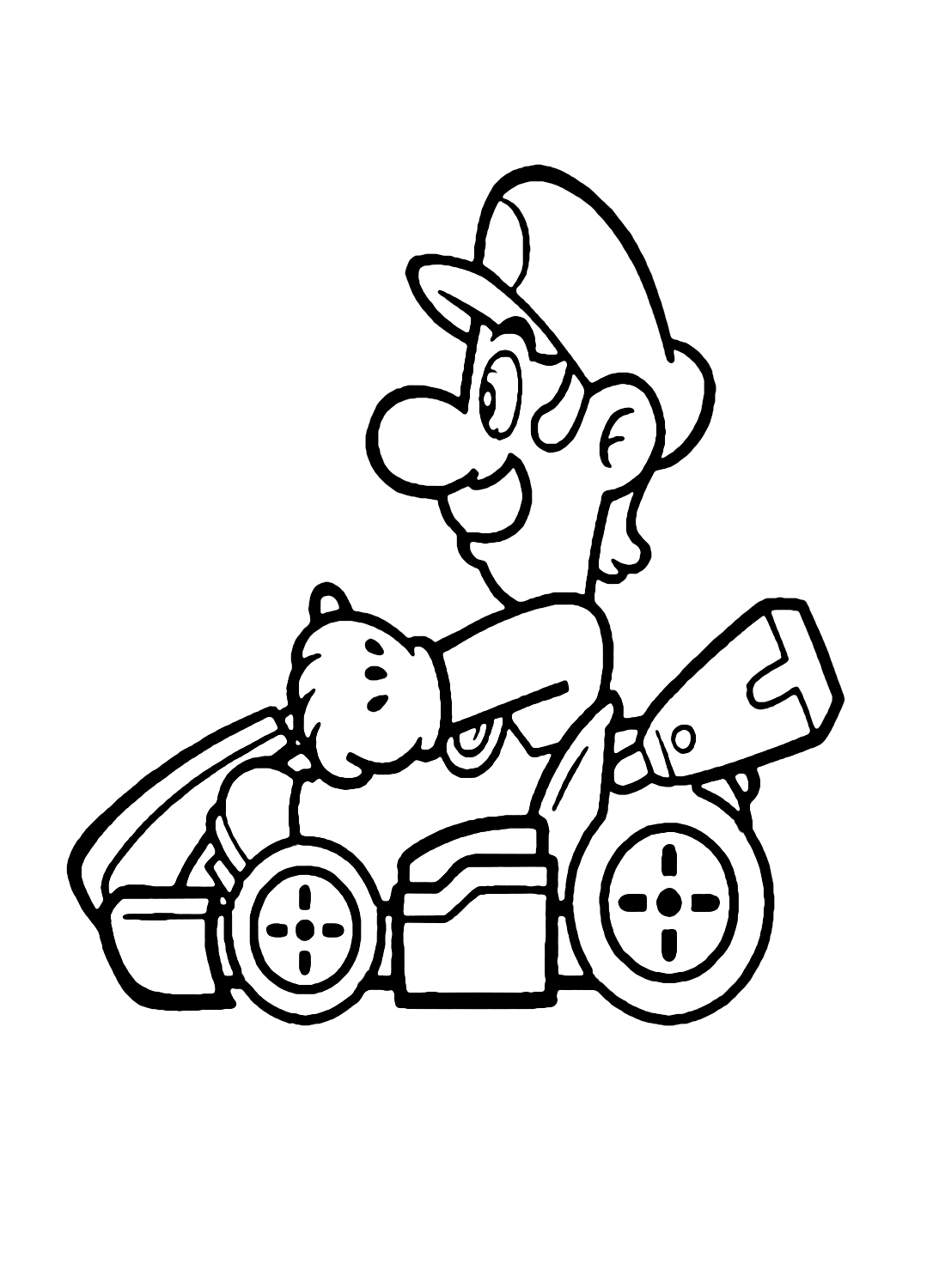 Luigi from Mario Kart Coloring Page