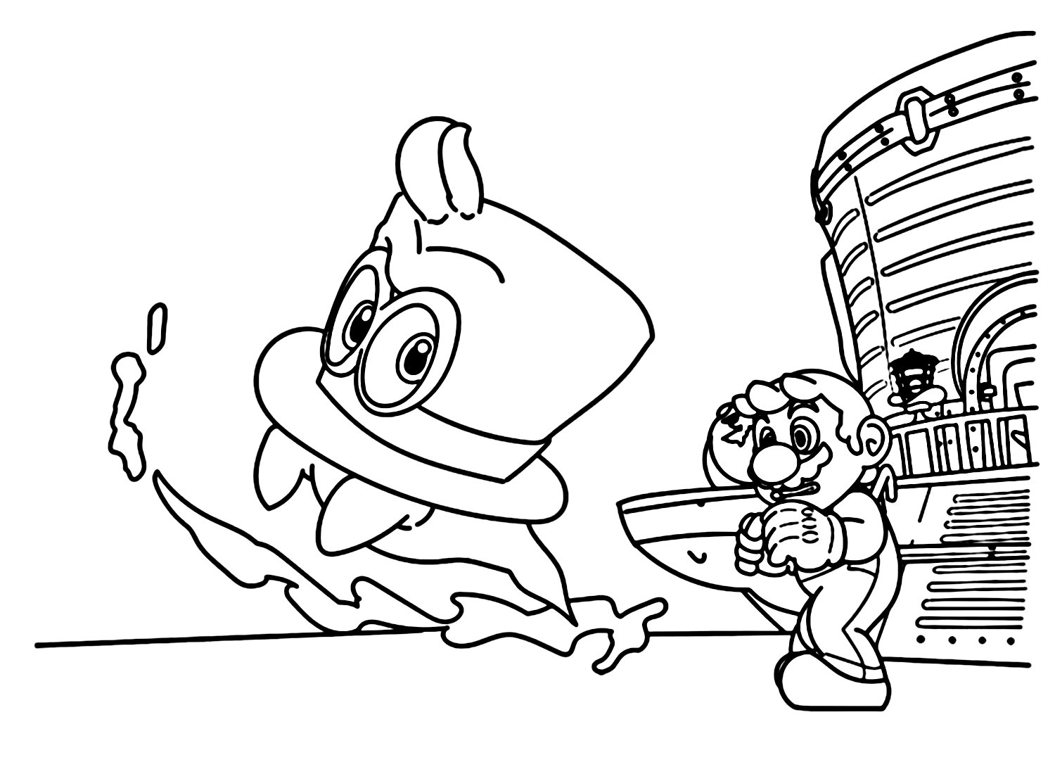 Mario and Cappy Coloring Page