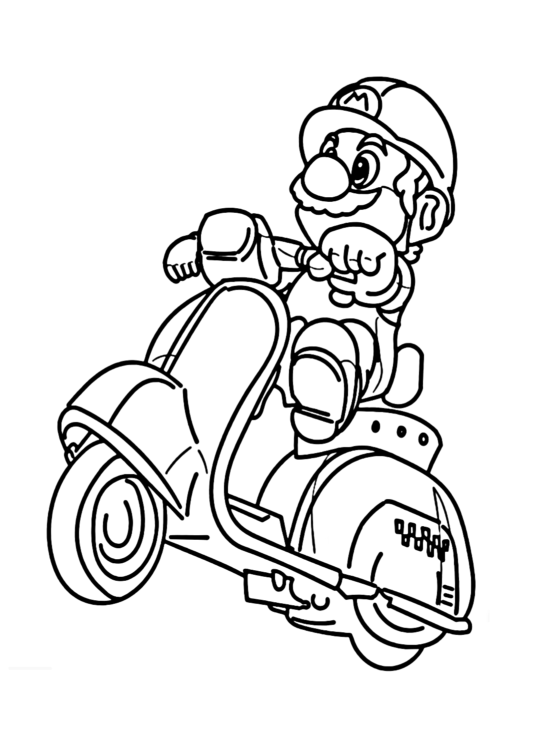 Mario on a Motorbike Coloring Pages