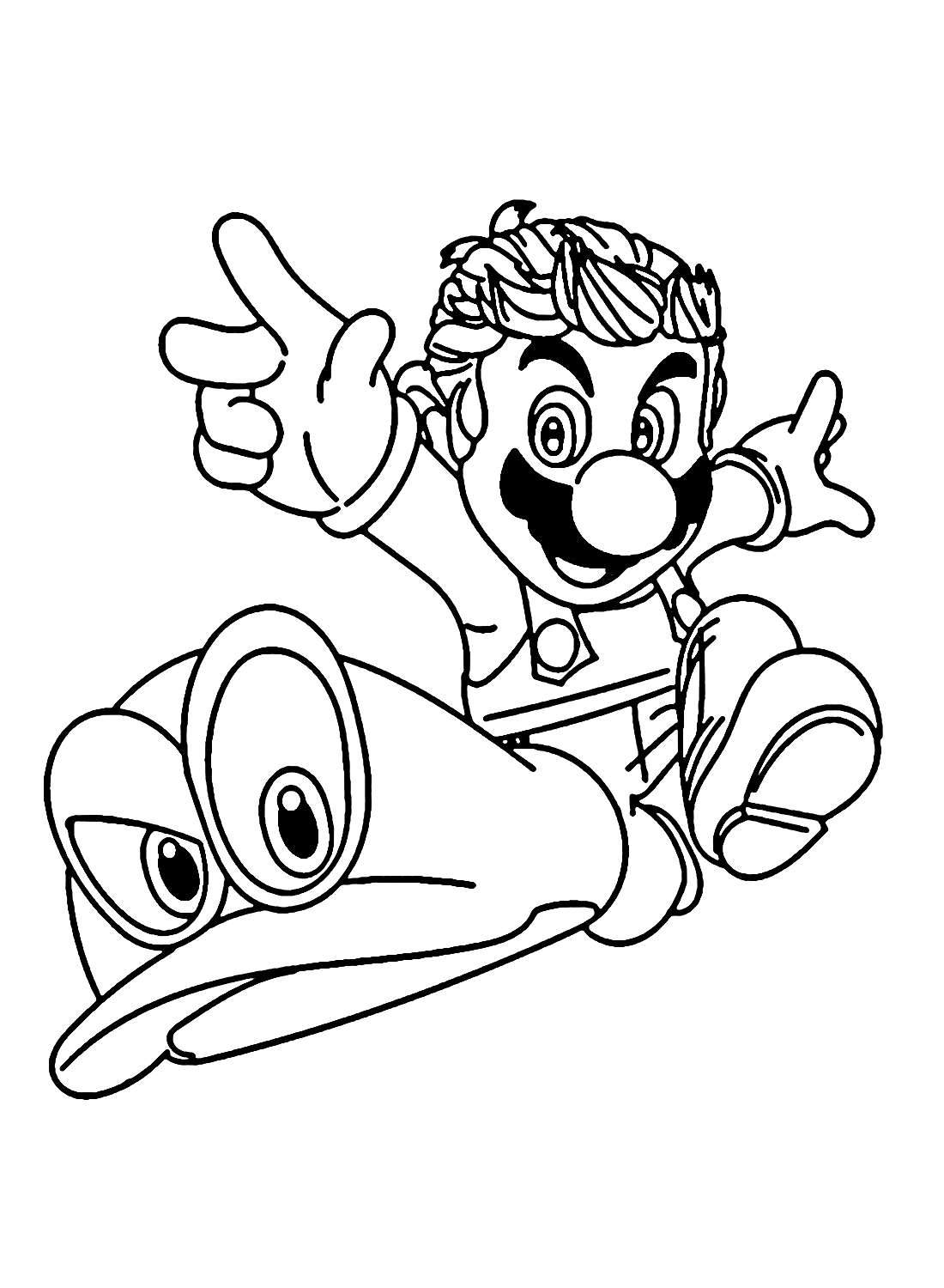 Mario with Cappy Images Coloring Page