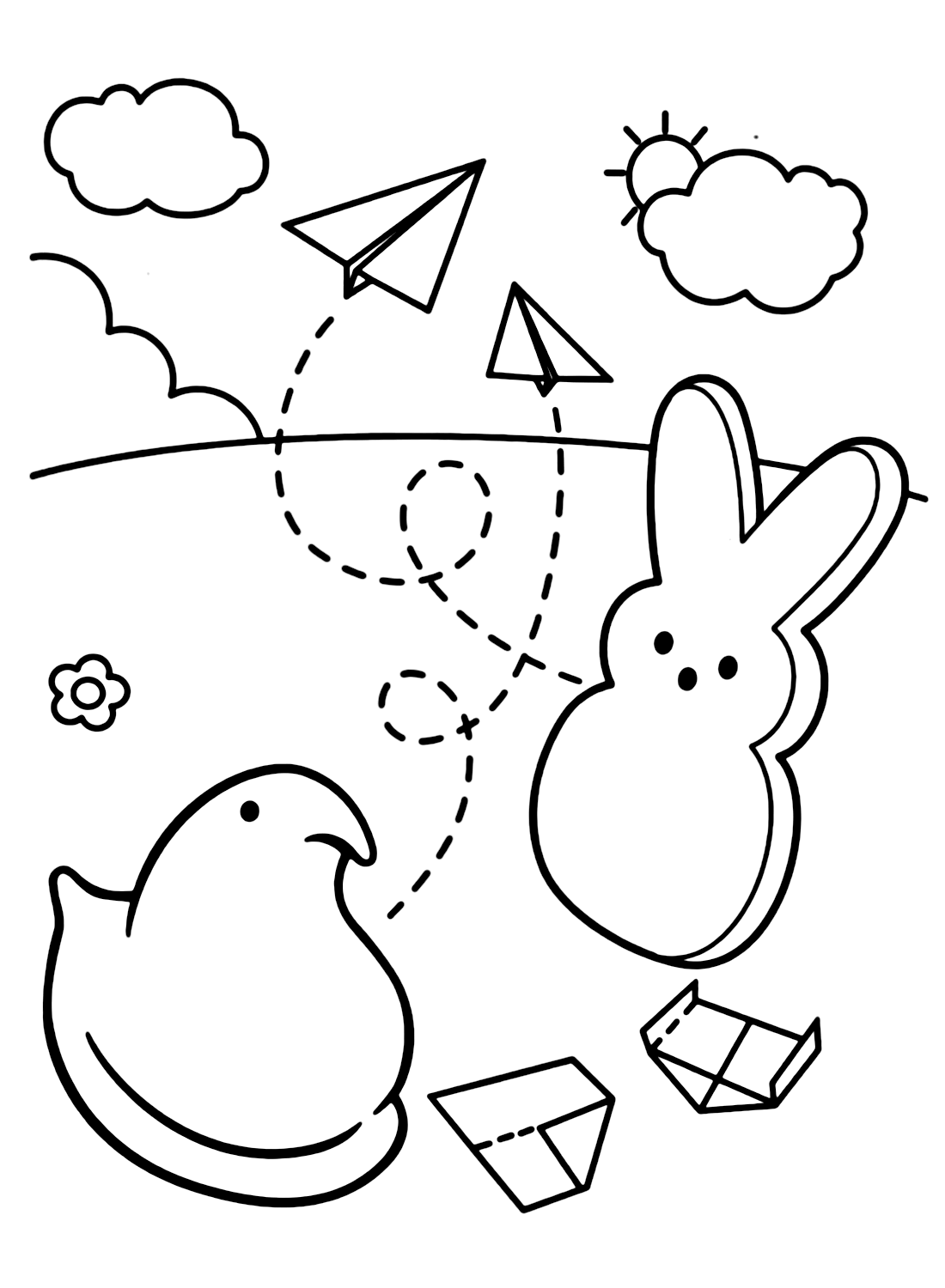 Marshmallow Peeps Free Coloring Page