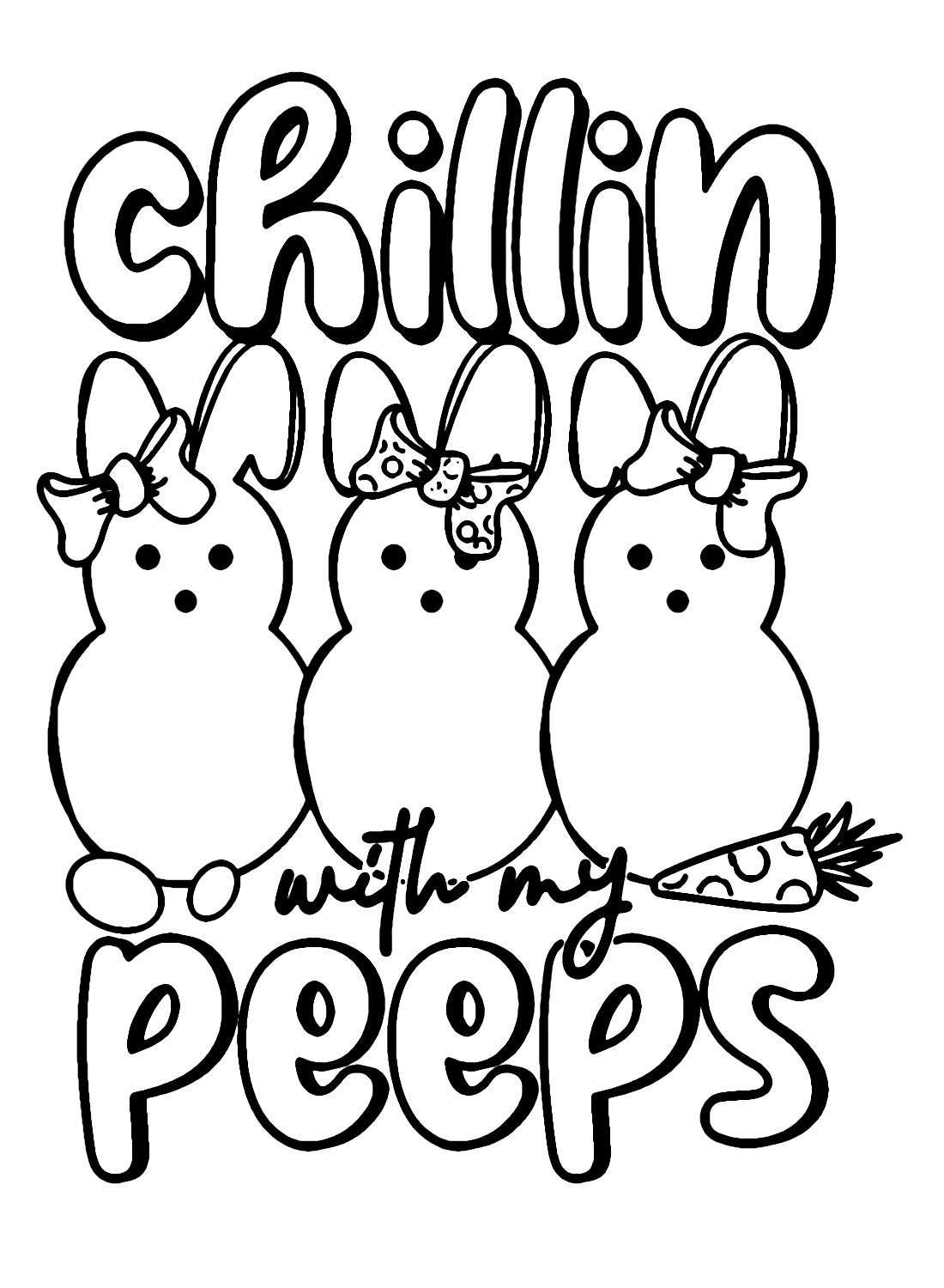 Marshmallow Peeps for Kids Coloring Page