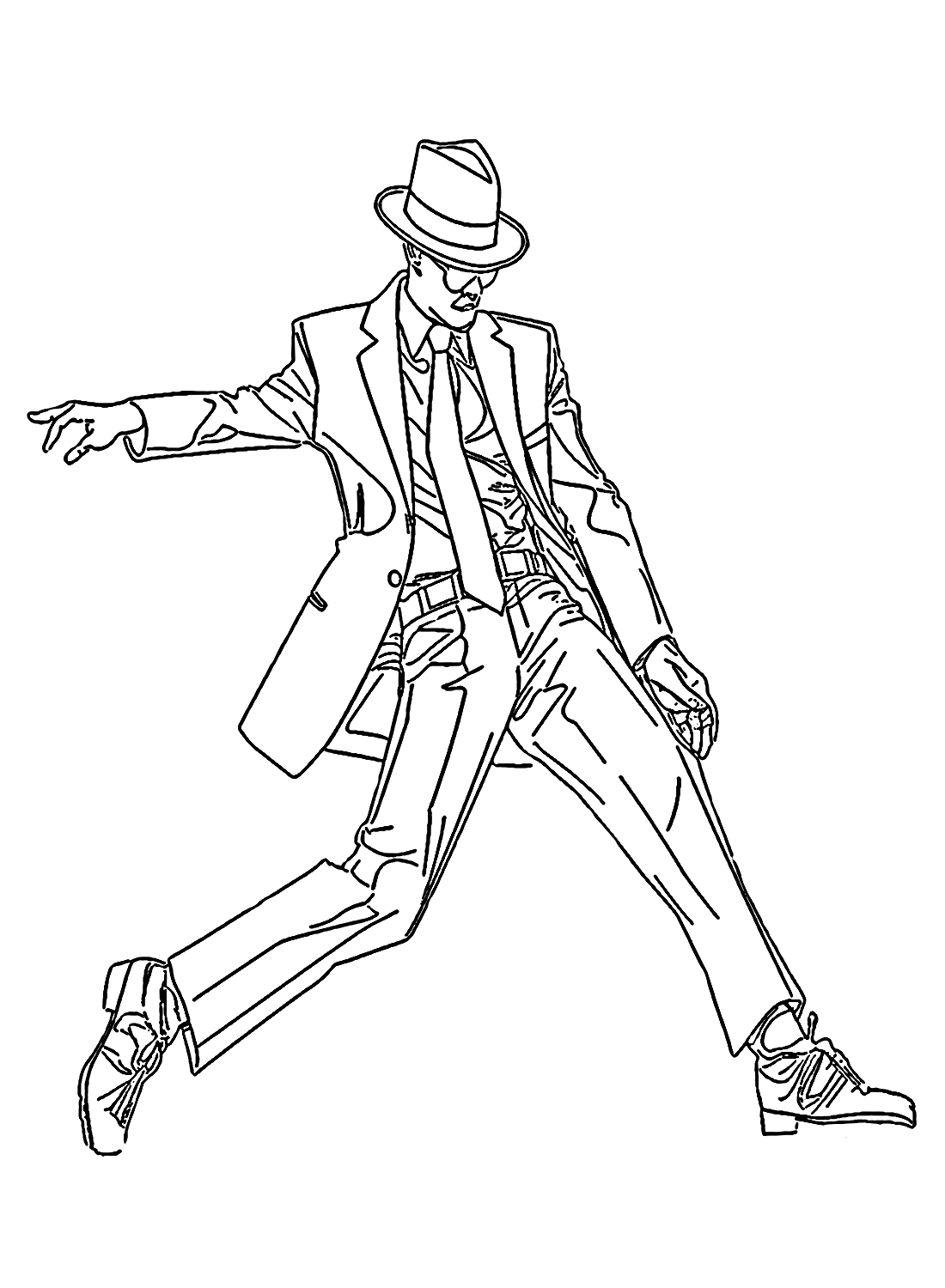 Michael Jackson with Gravity-defying Leaning Coloring Page