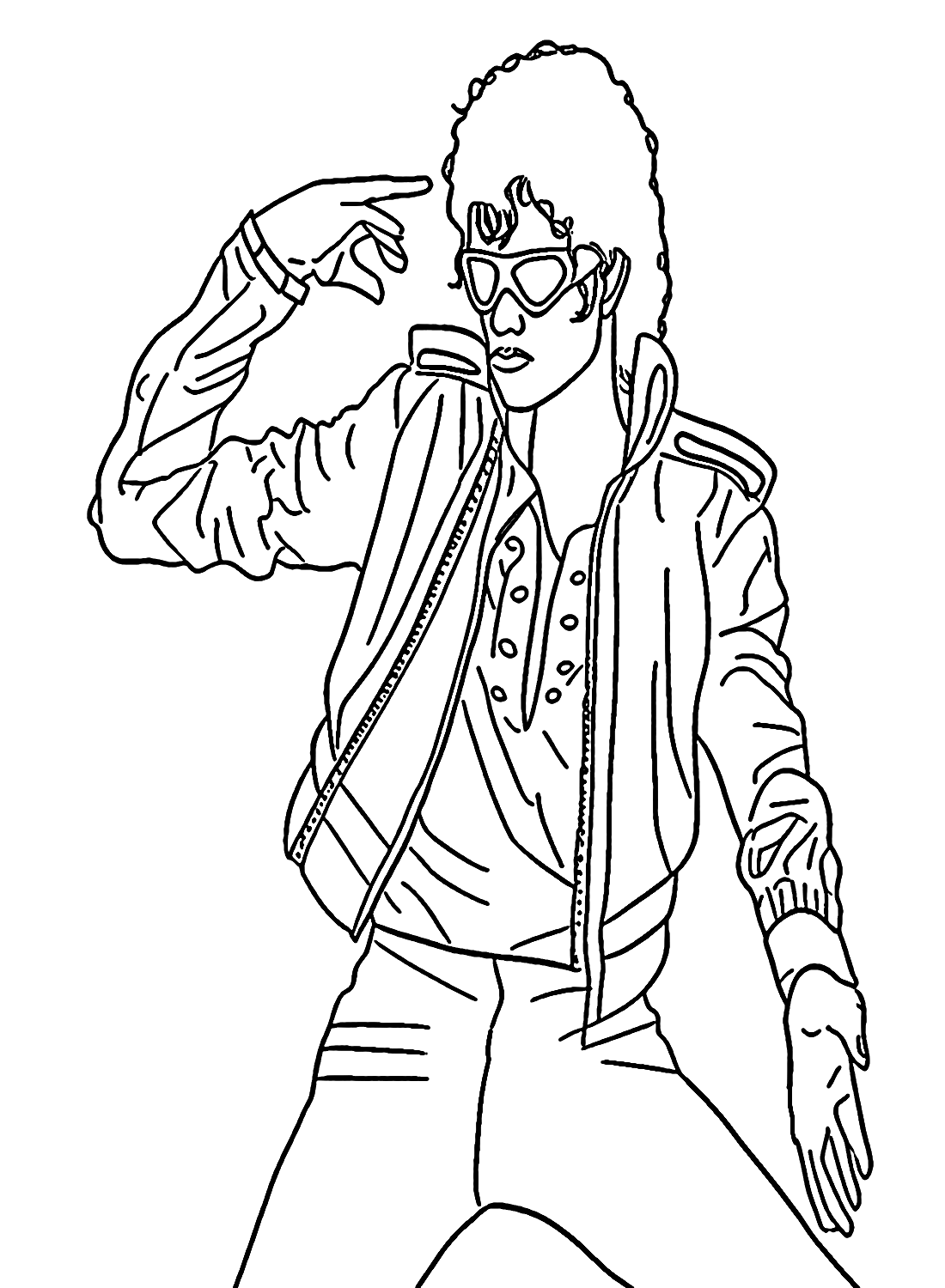 Michael Jackson with Red Leather Jacket Coloring Page