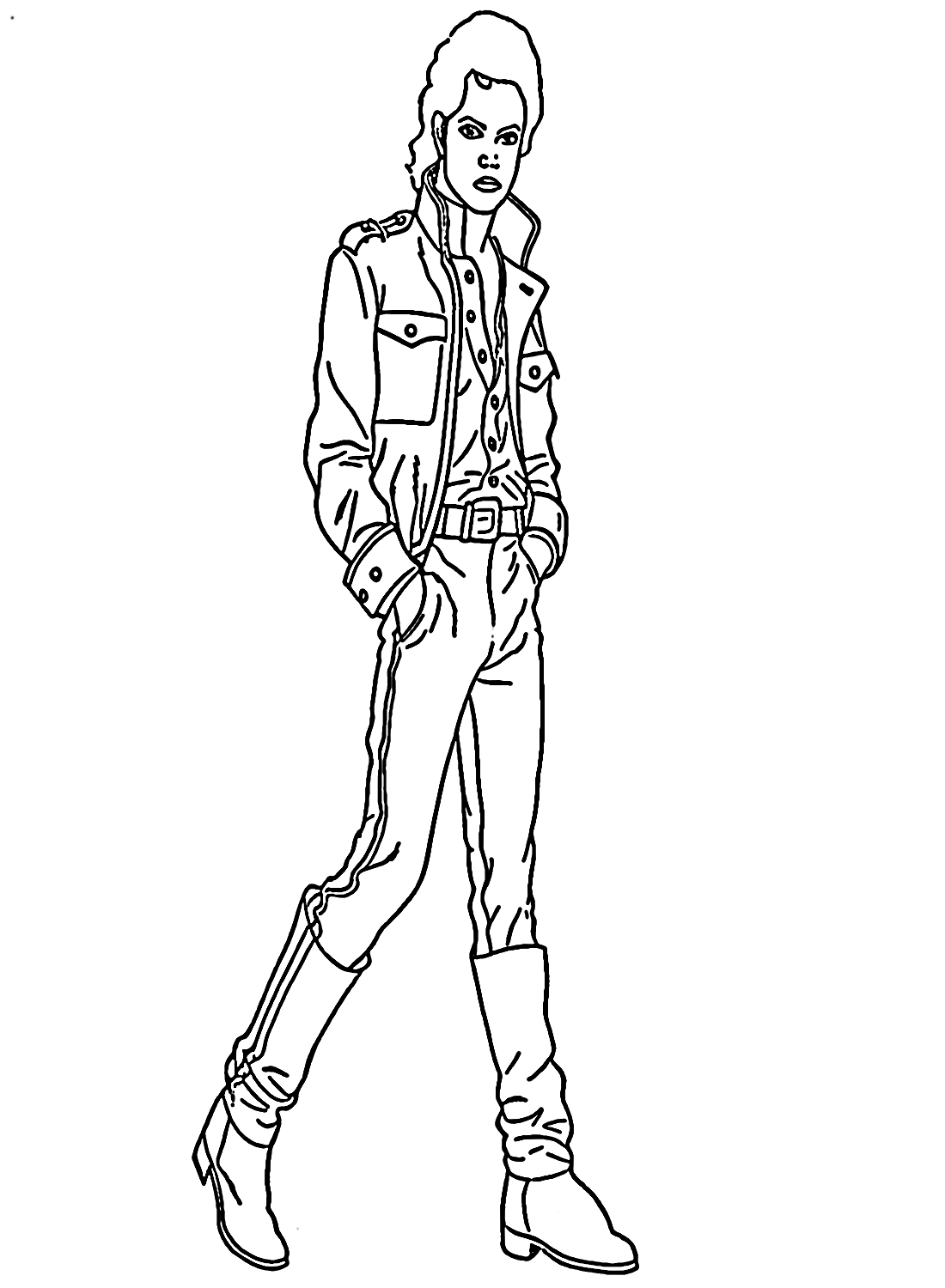 Michael Jackson with Signature Outfits Coloring Page