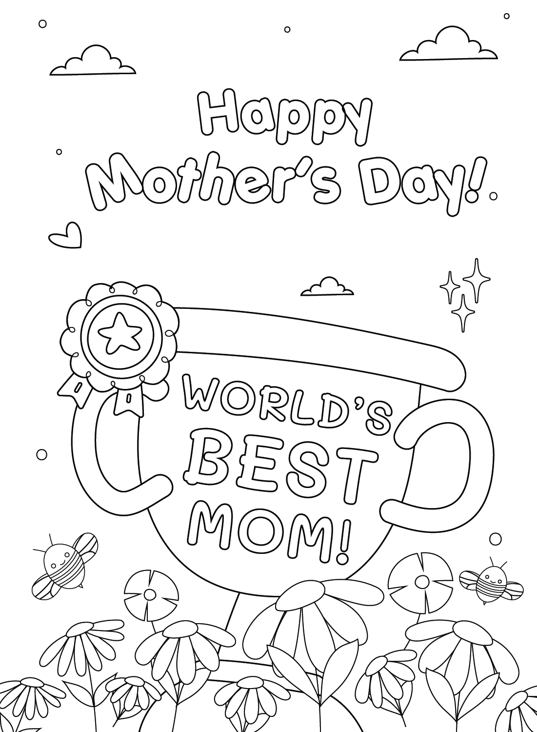 Mother Day Cup Coloring Pages