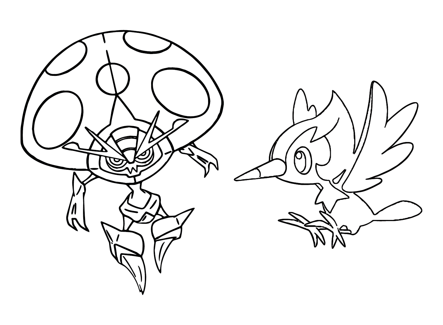 Orbeetle and Pikipek Coloring Page