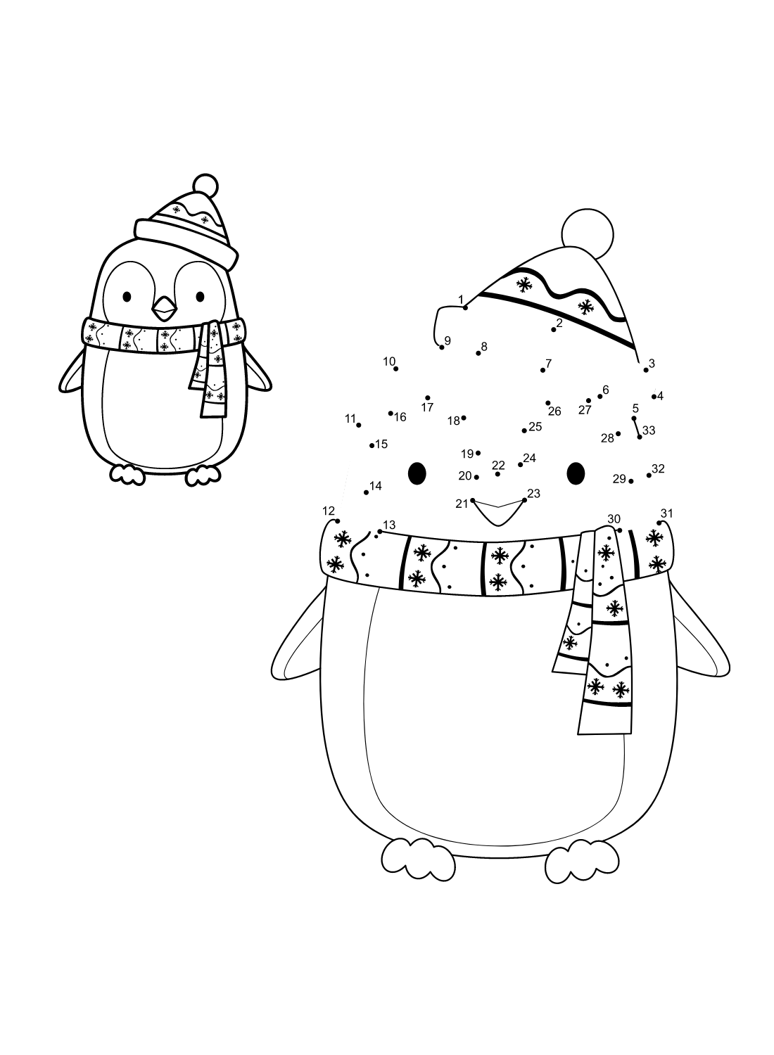 Penguin Dot to Dot Coloring Page