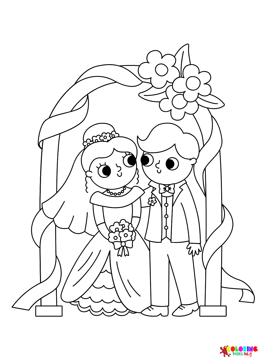 Pictures Bride and Groom Coloring Page