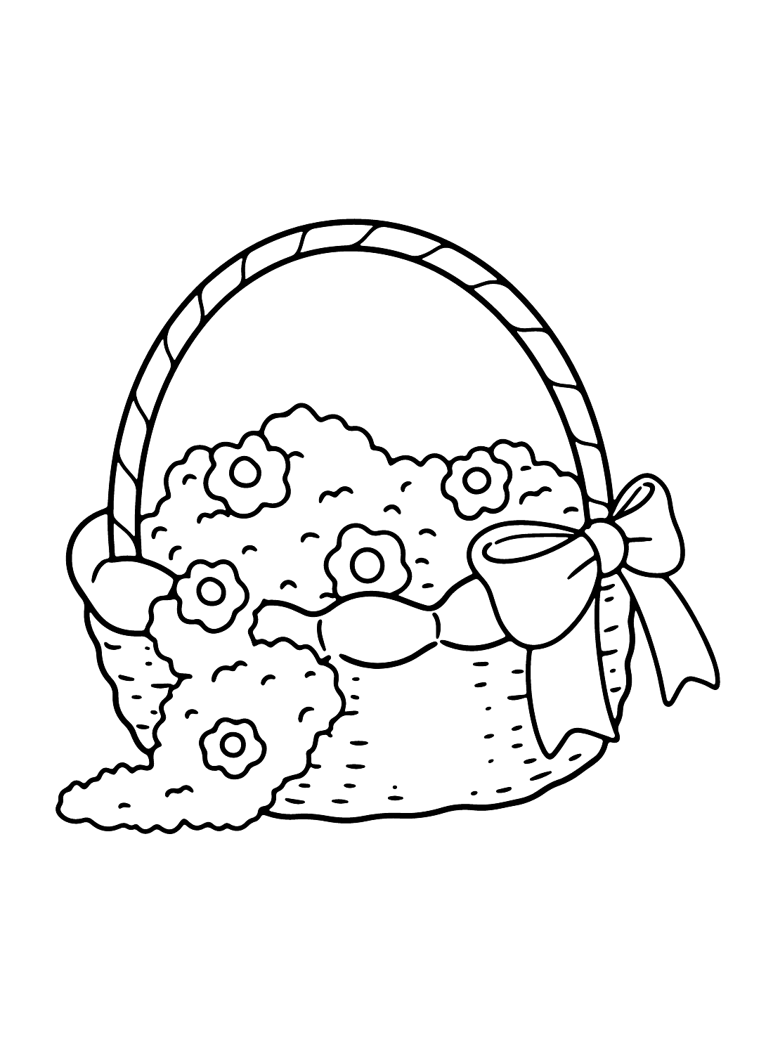 Pictures Flower Basket Coloring Page
