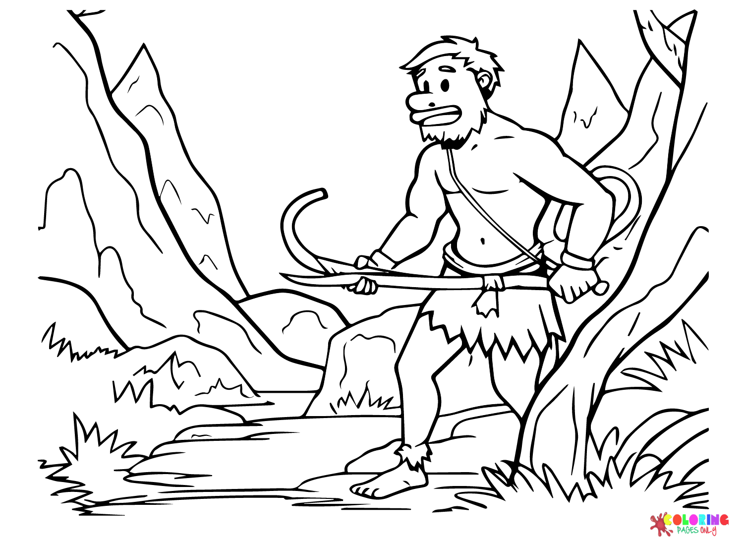 Prehistory Hunting Man Coloring Page