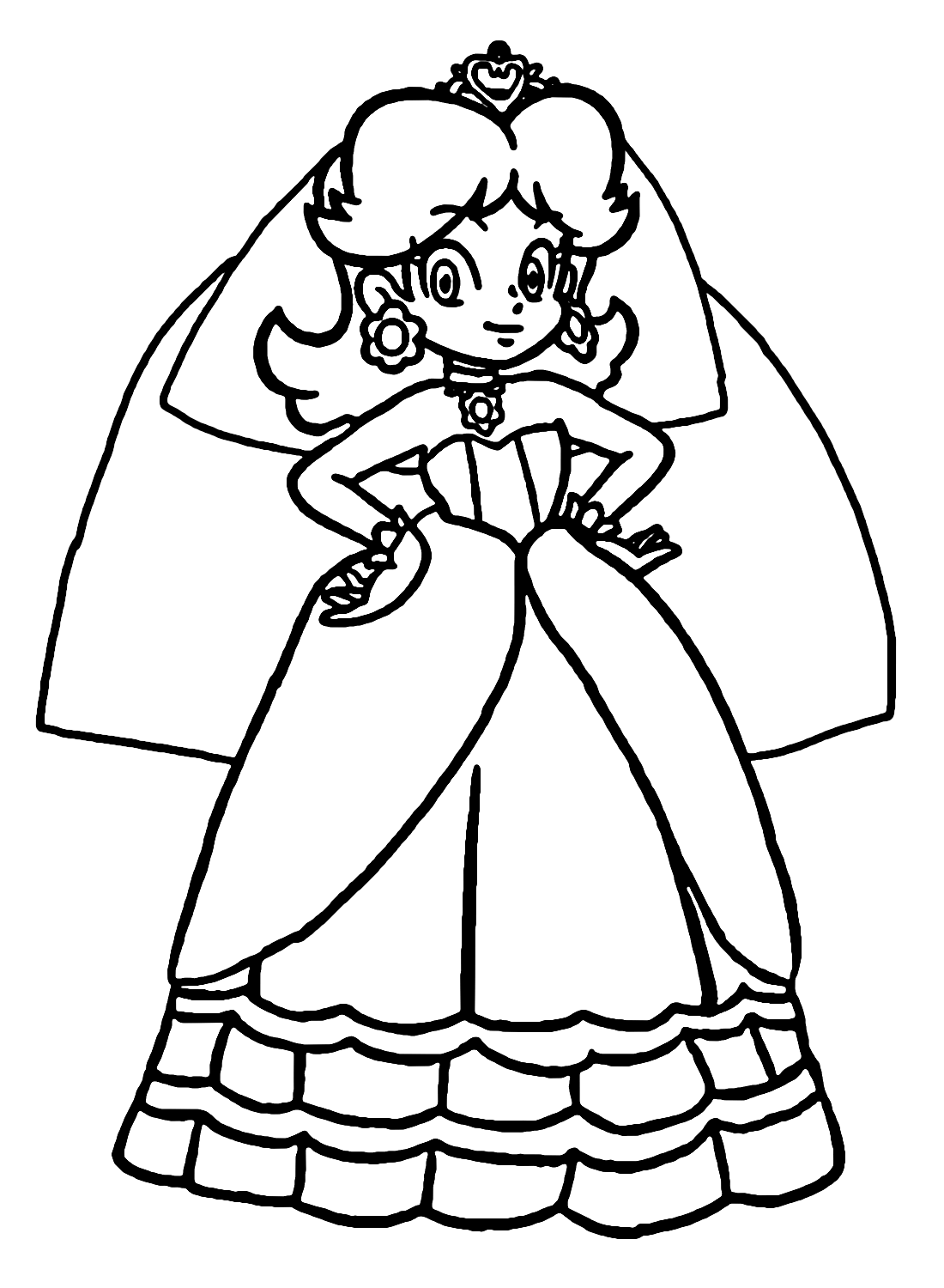 Princess Daisy Wedding Dress Coloring Pages