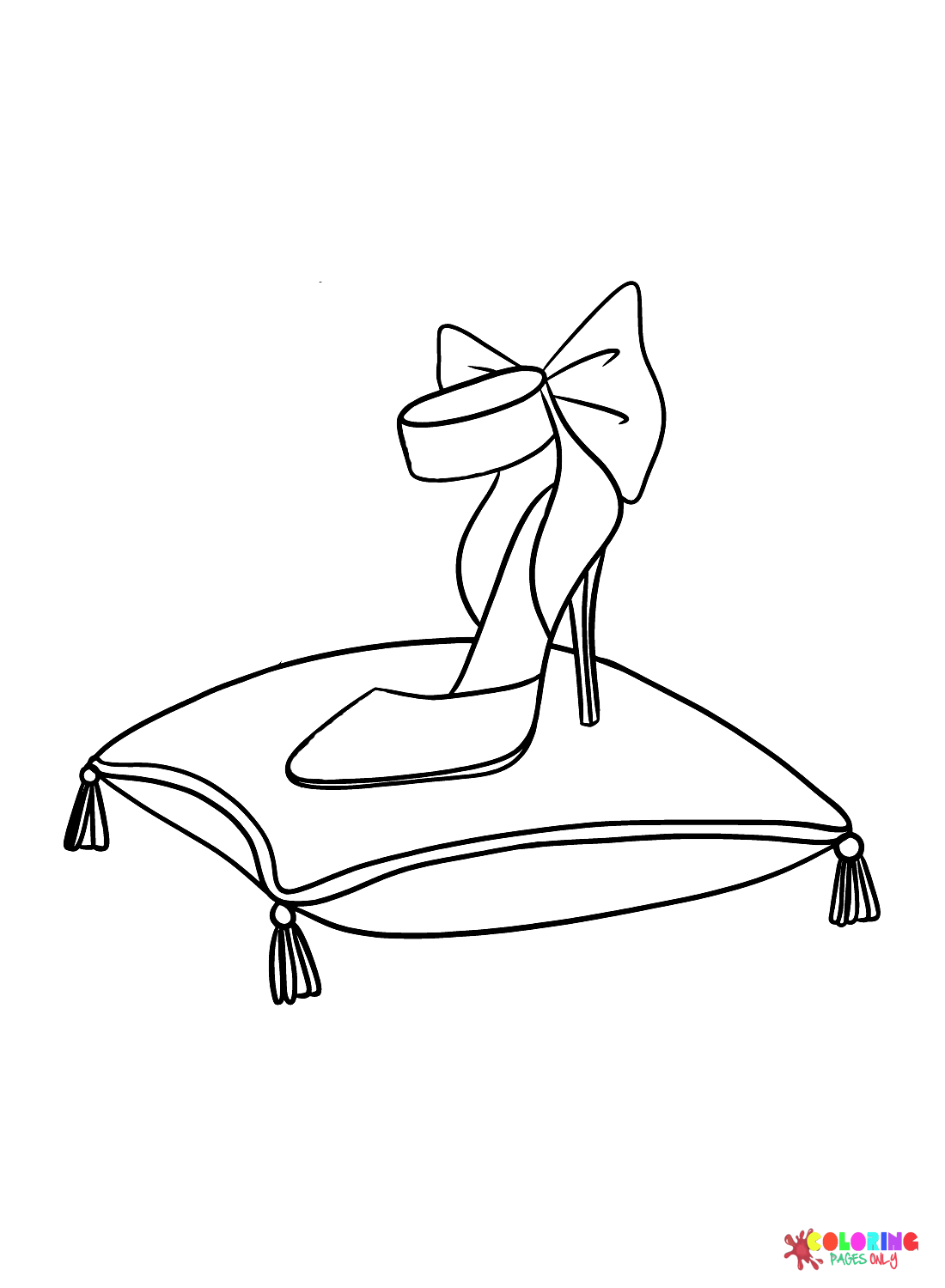 Sapato de princesa em travesseiro de sapatos de casamento