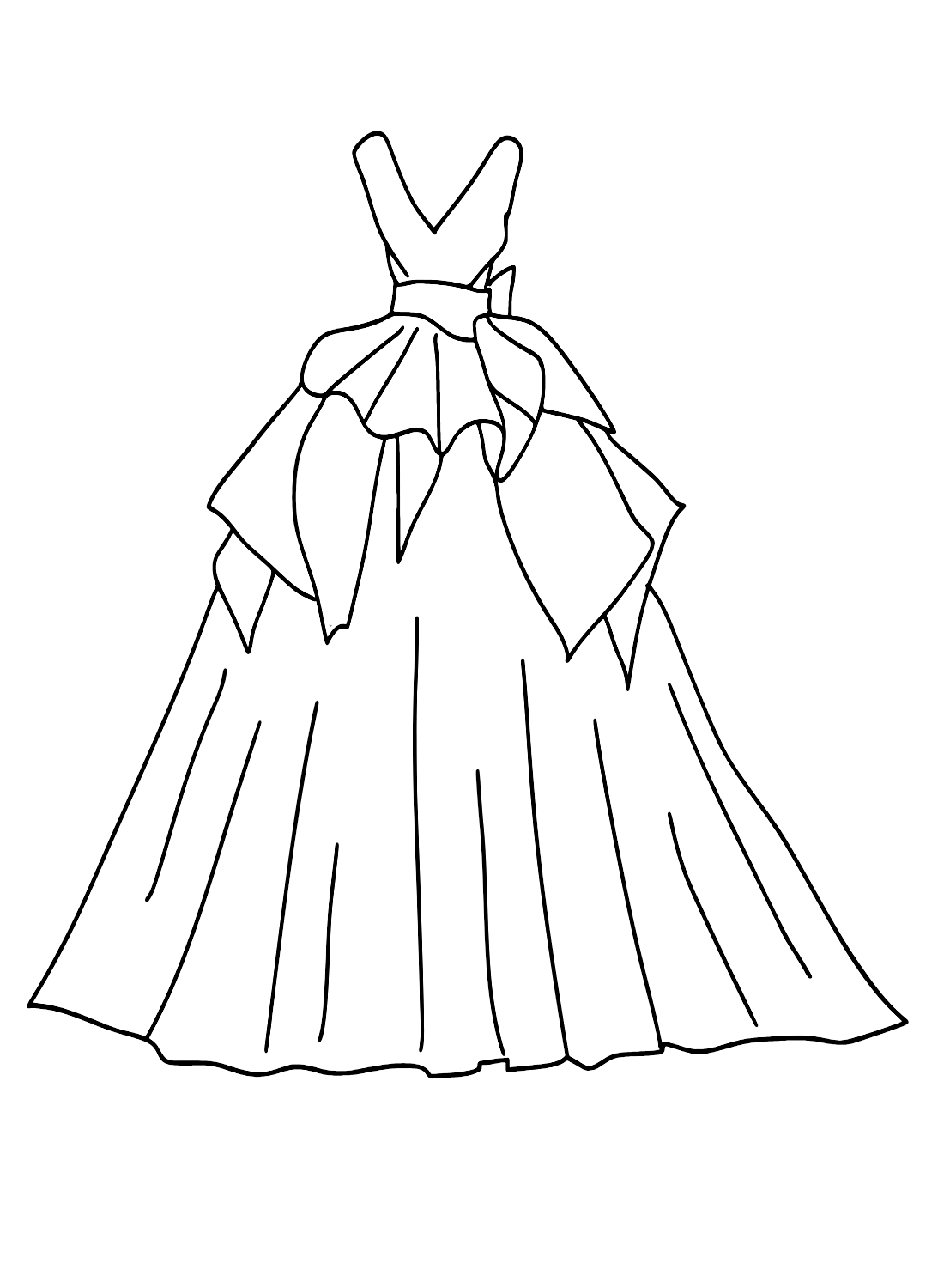 Desenho de vestido de noiva antigo para colorir