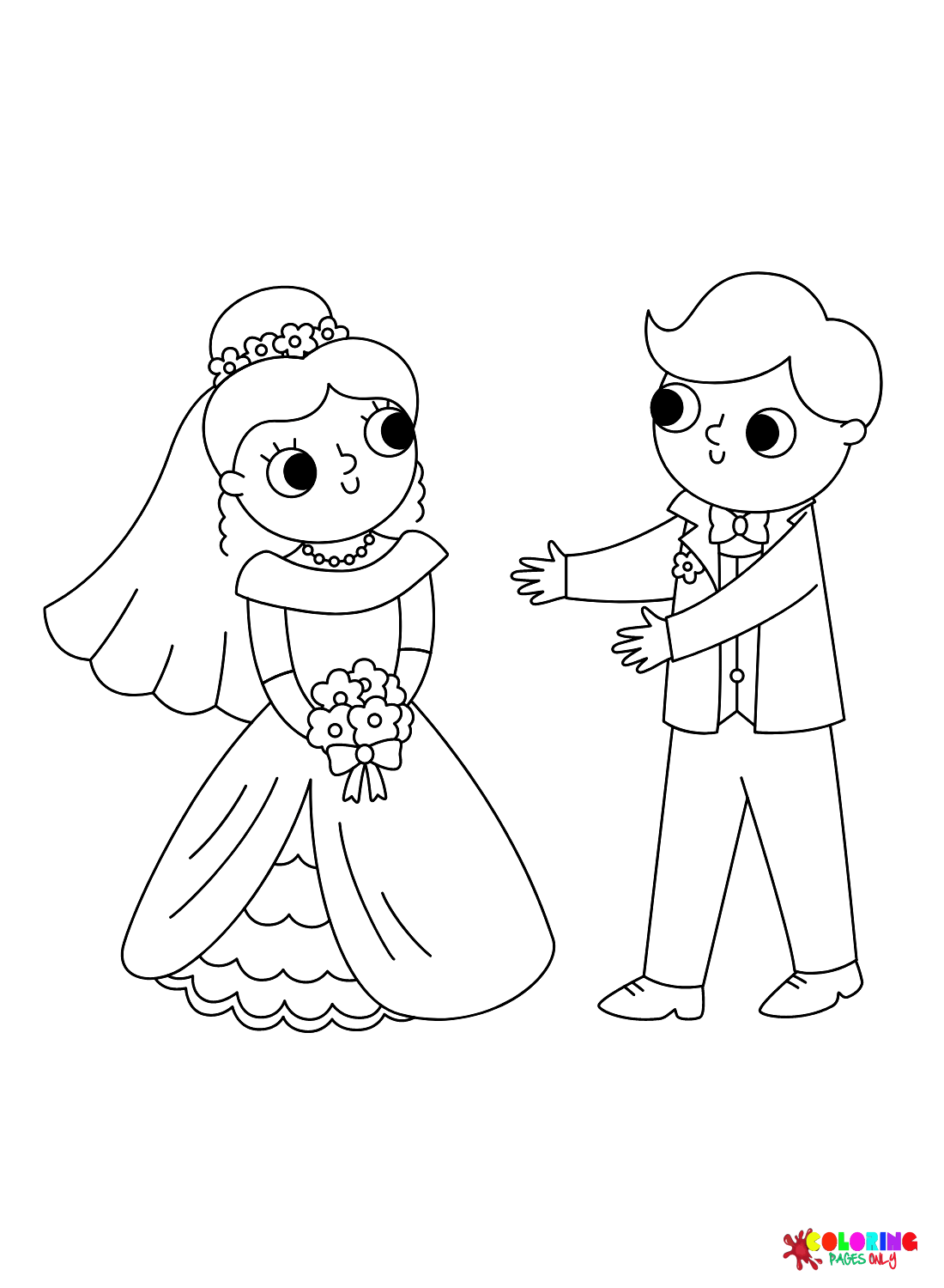 Printable Bride and Groom Coloring Page