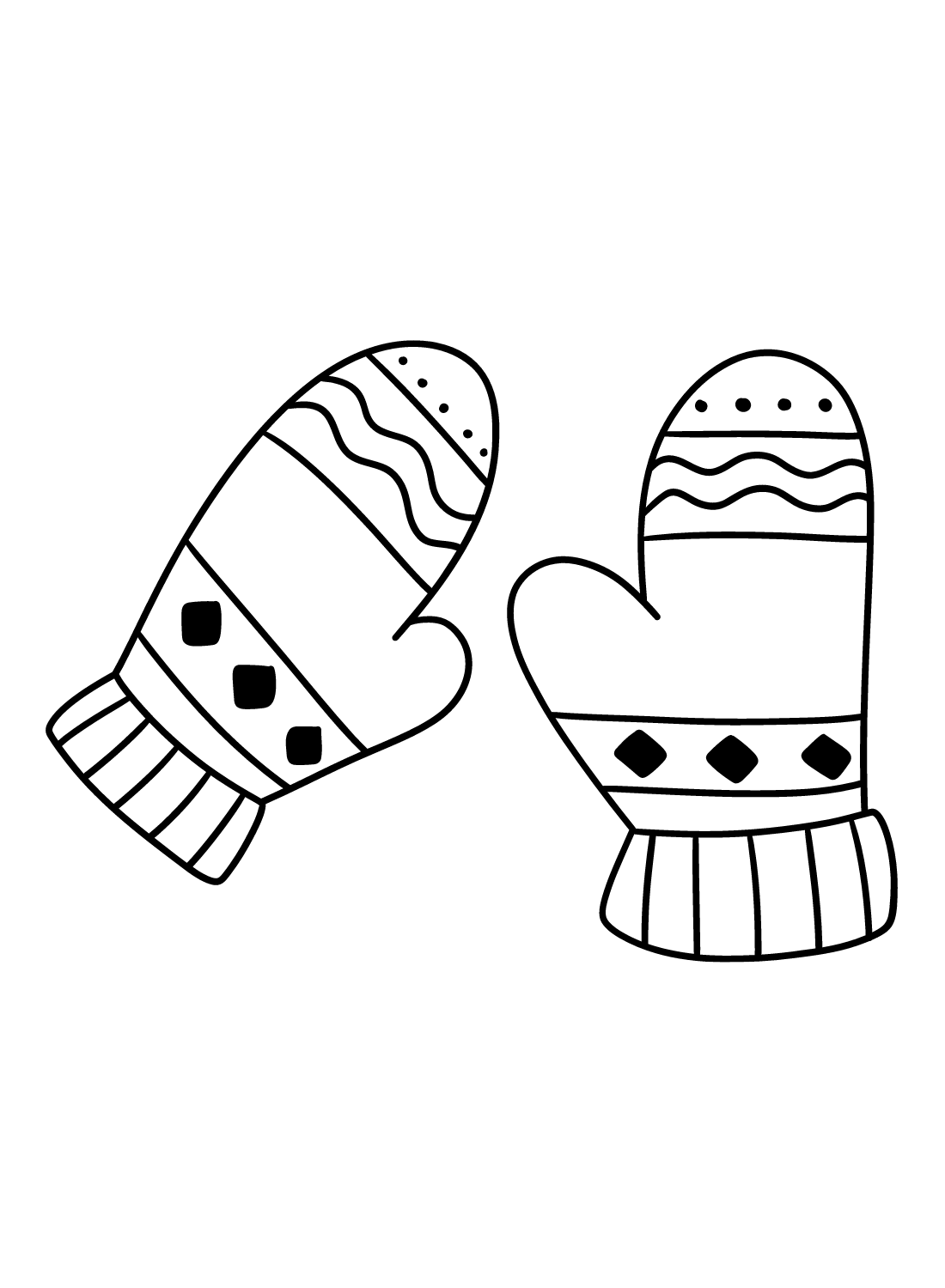 Printable Mittens Free Coloring Page