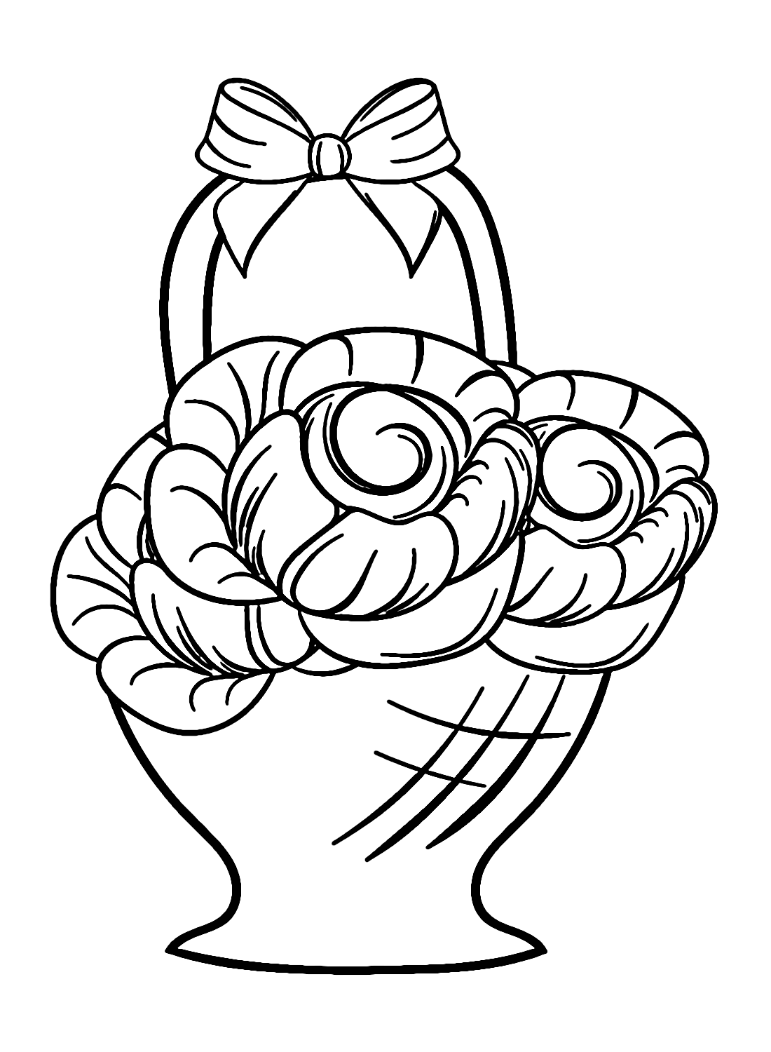 Rose Flower Basket Coloring Page