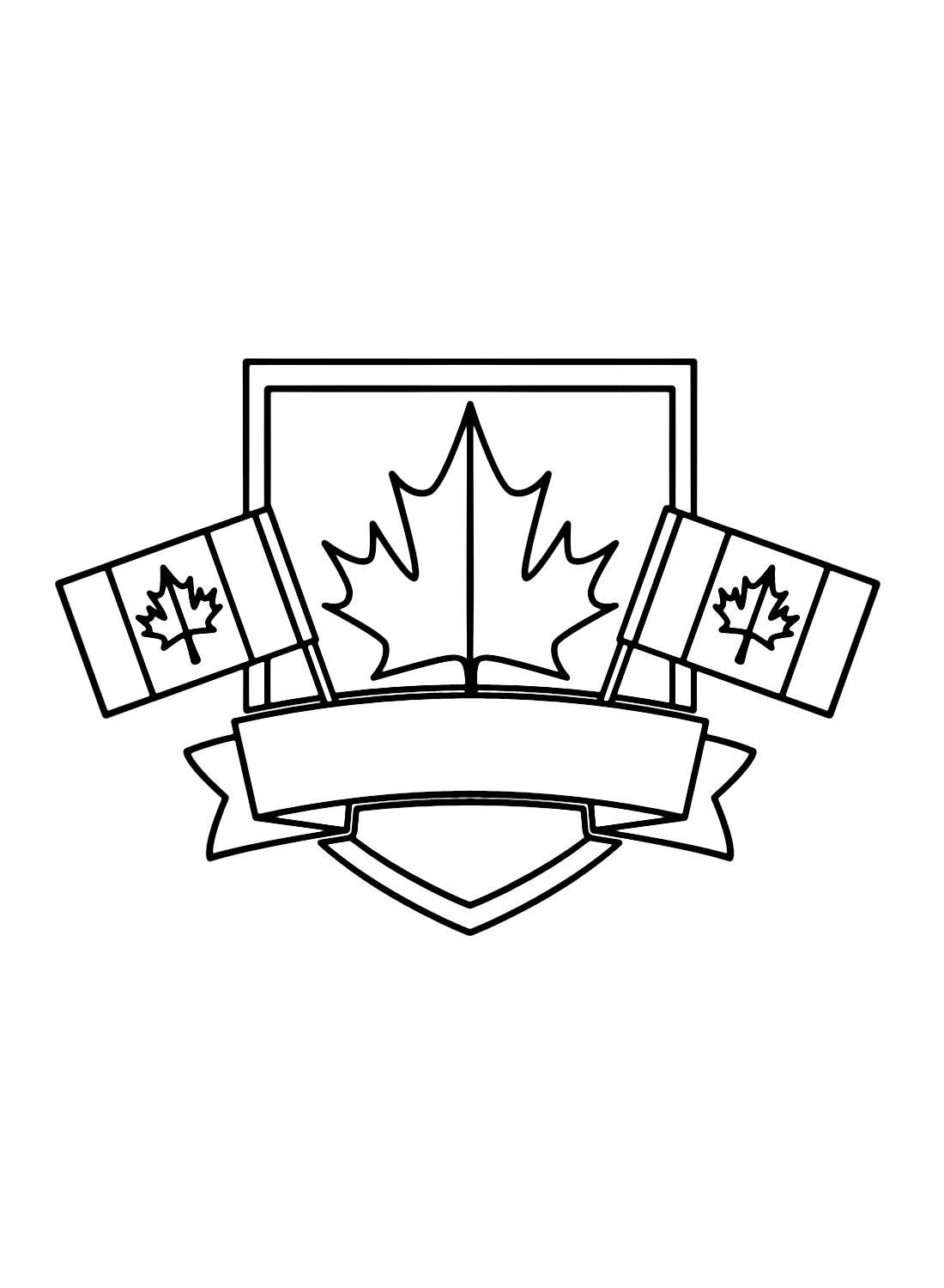 Shield with Canadian Flags Frame Coloring Page