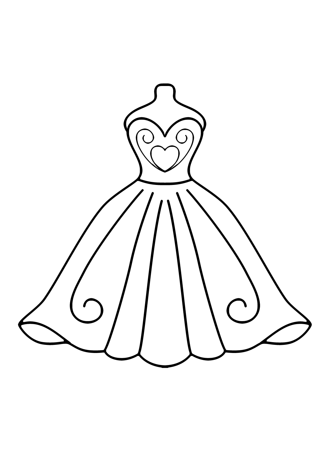 Раскраска платье принцессы