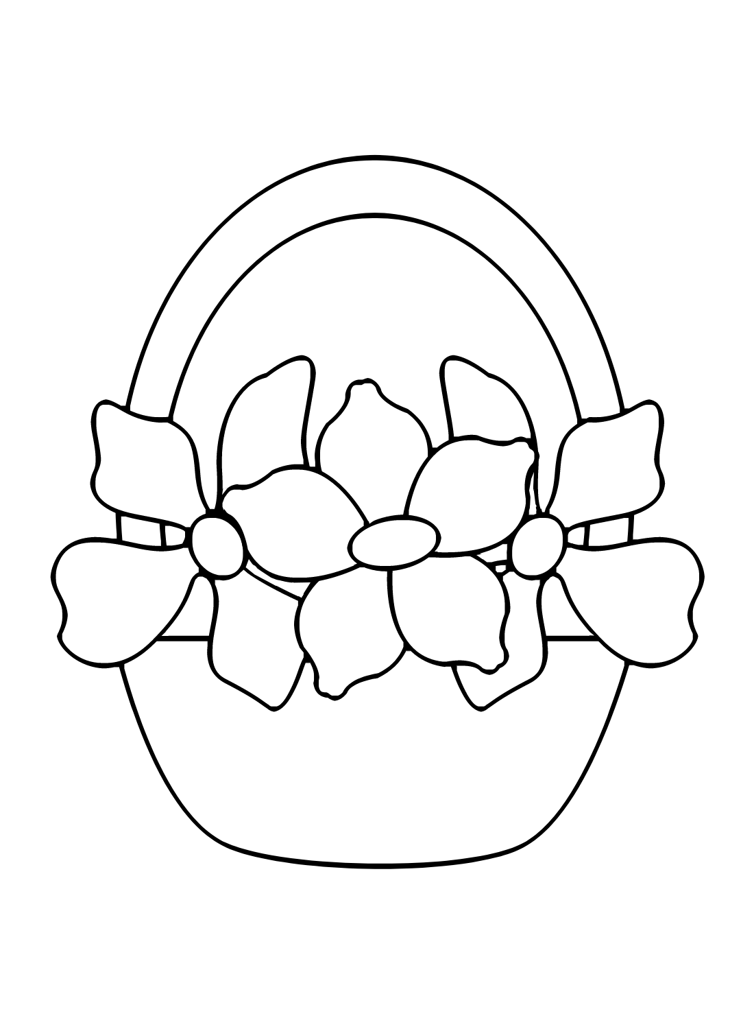 Simple Flower Basket Coloring Page
