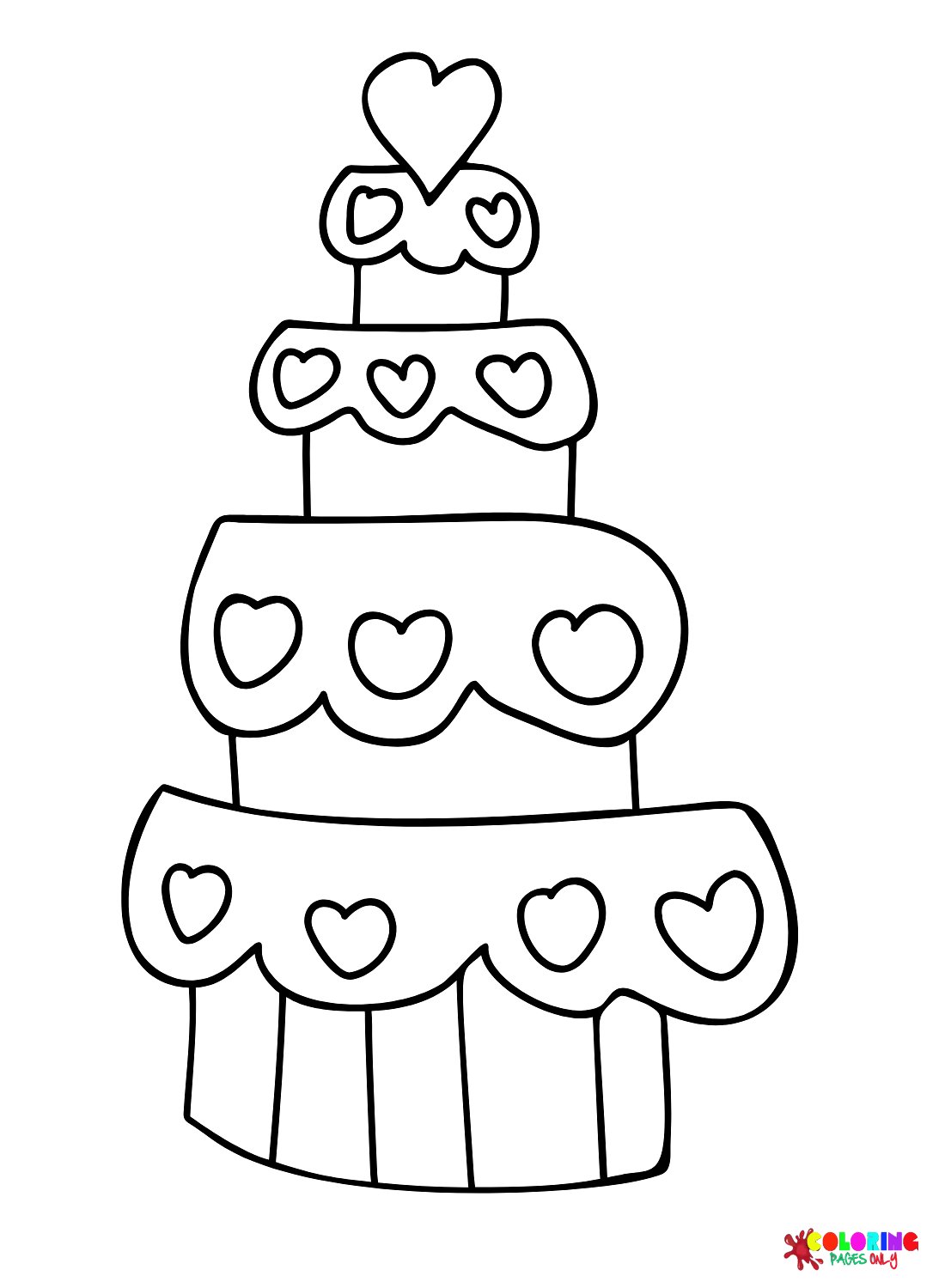 Simple Wedding Cake Coloring Page