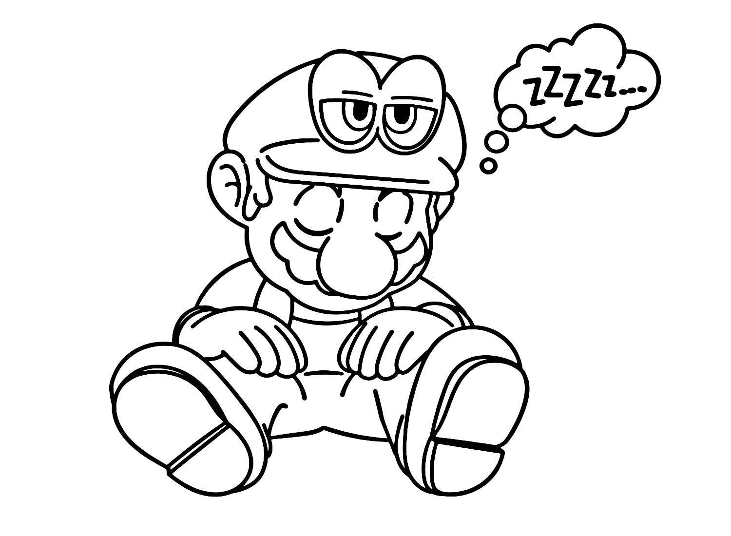 Sleeping Mario Coloring Page
