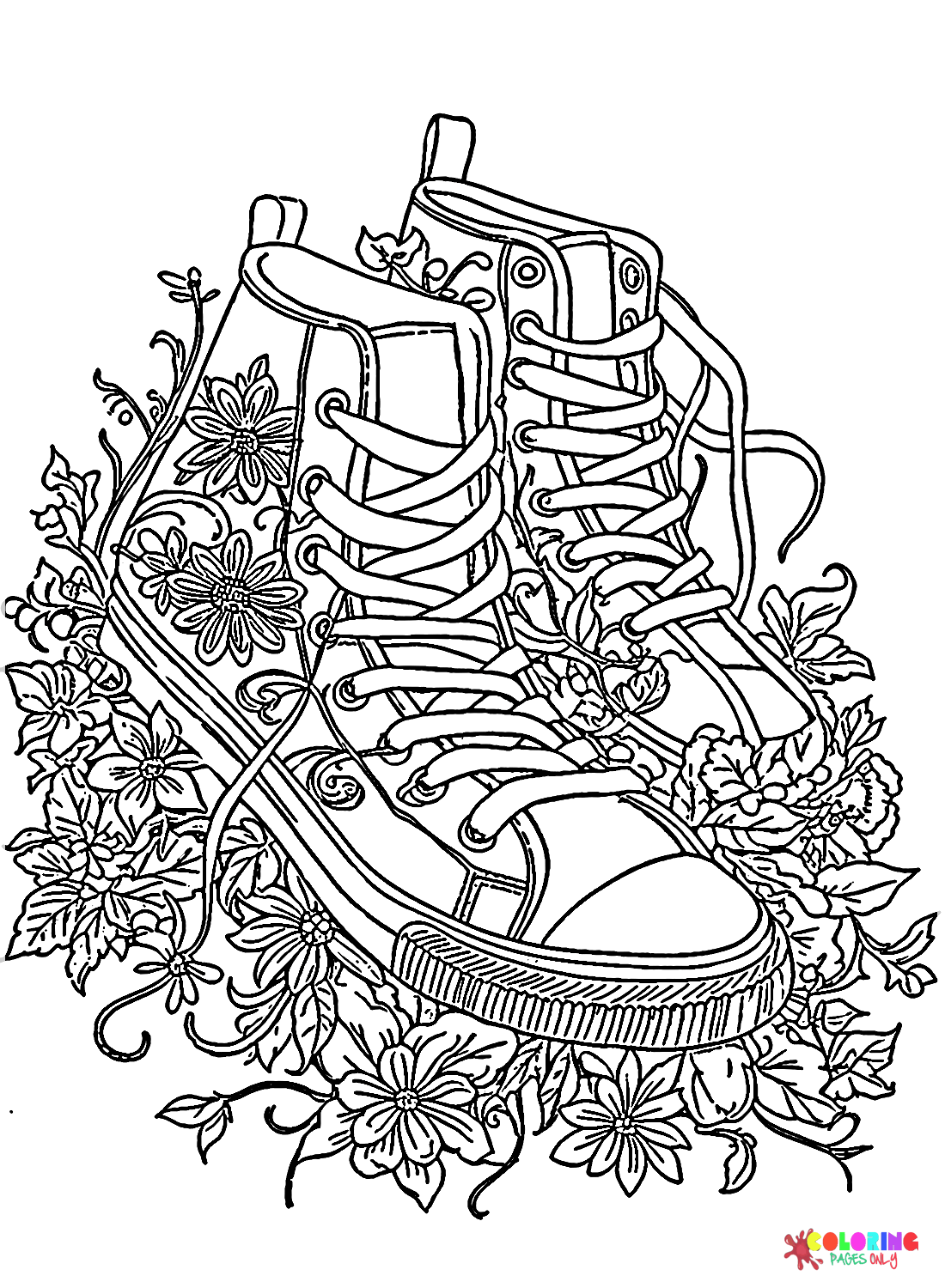Shoes Printable Sneaker Template Sneakers Clipart Shoe Coloring Pages