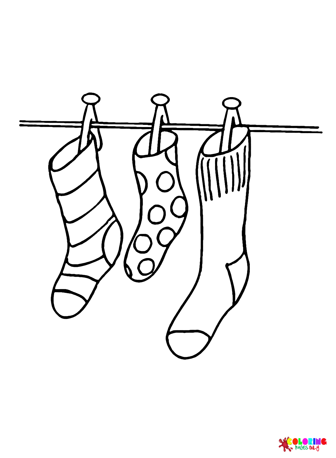 Socks Hanging Coloring Page - Free Printable Coloring Pages